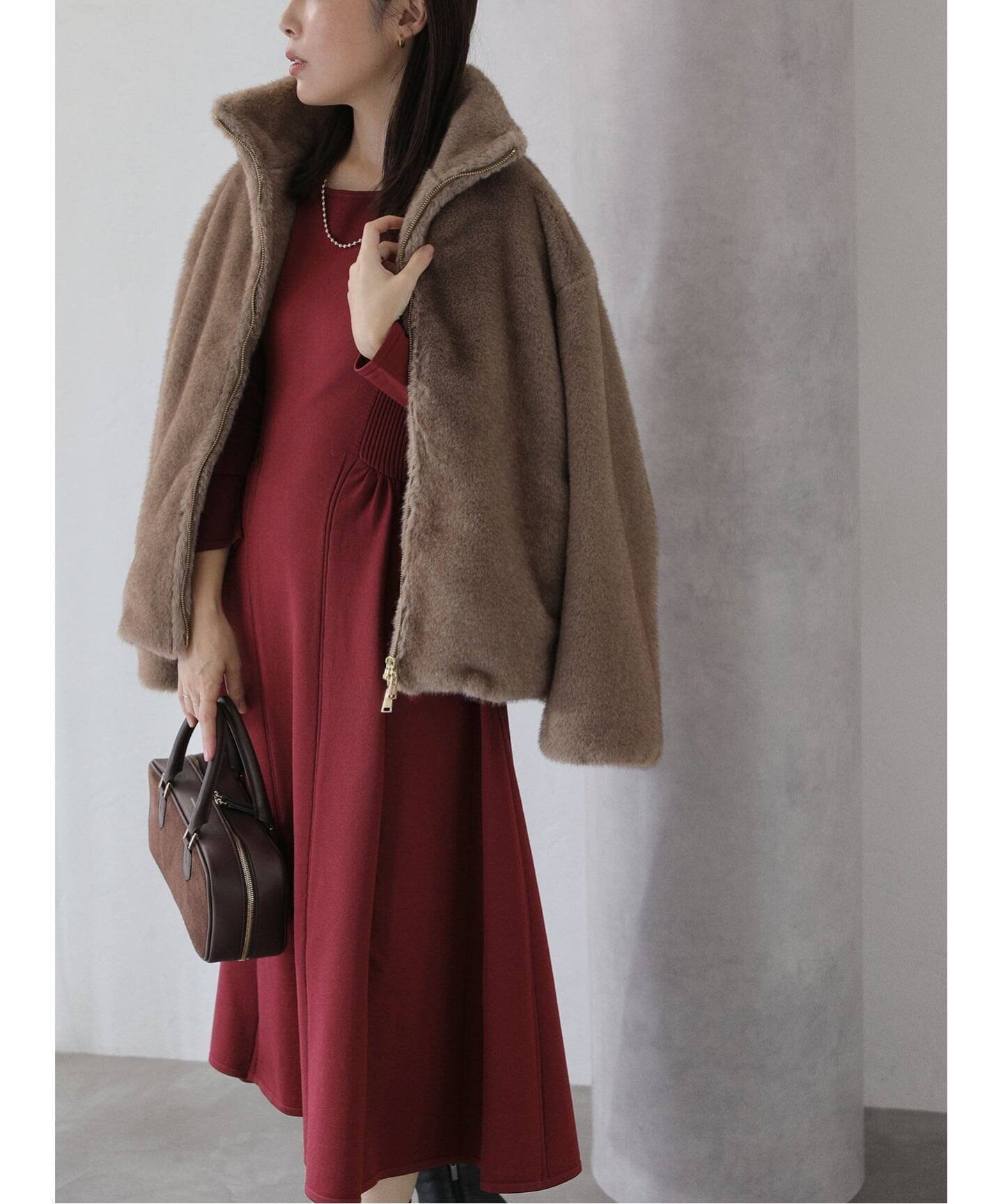 【ラ トータリテ/La TOTALITE】のフィットフレアニットワンピース インテリア・キッズ・メンズ・レディースファッション・服の通販 founy(ファニー) 　ファッション　Fashion　レディースファッション　Fashion for Women　ワンピース　Dresses　ニットワンピース　Knit Dresses　2025年　2025　2025-2026秋冬・A/W　Autumn/Winter 2025–26 AW25–26　フィット　Fit, Slim Fit　フレア　Flare, Flared　エレガント 上品　Elegant　ボルドー|ID: prp329100004770933 ipo3291000000034988111