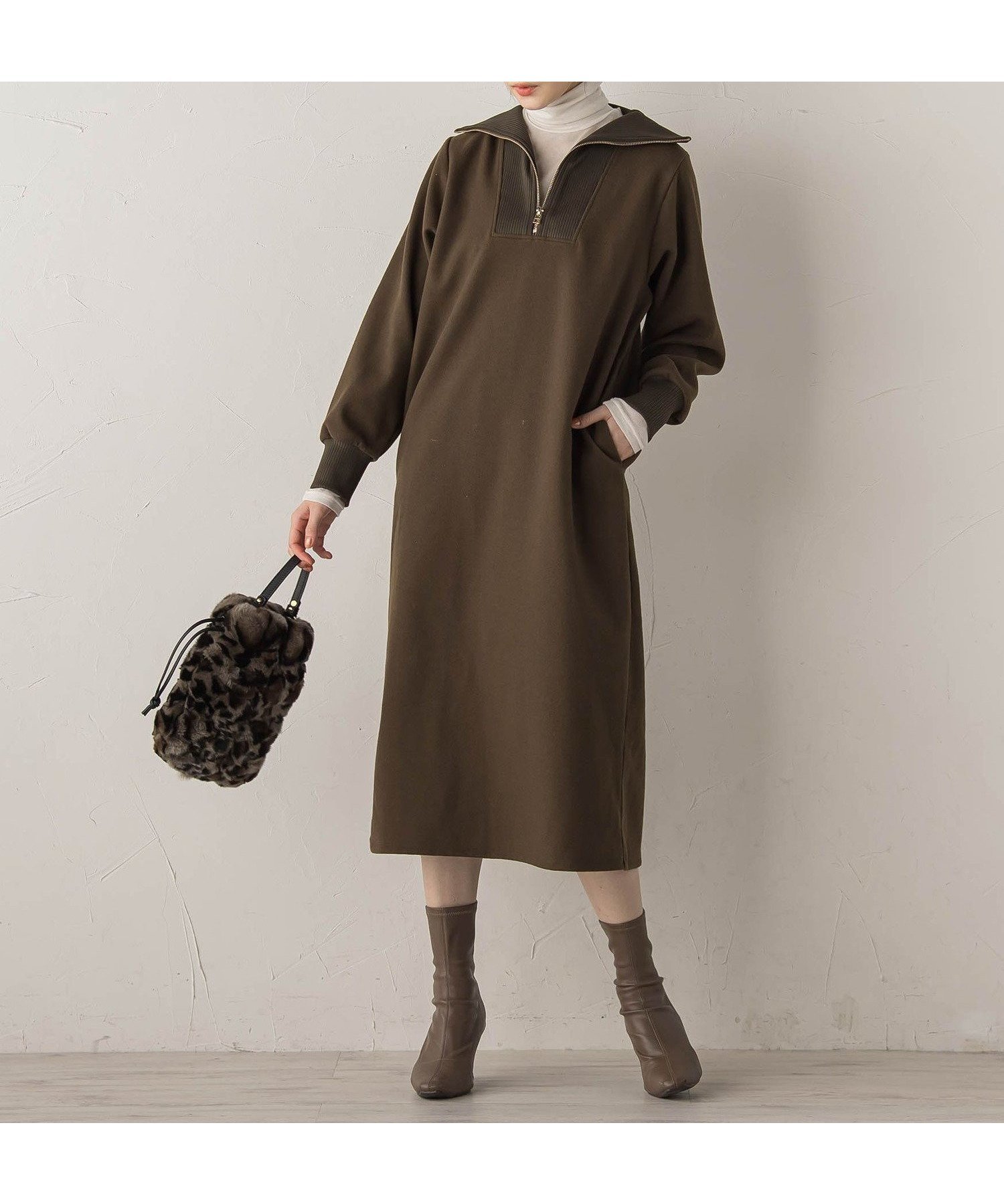 【ドロワット ロートレアモン/Droite Lautreamont】の【WEB限定】圧縮起毛ステンニットワンピース≪手洗い可能≫ インテリア・キッズ・メンズ・レディースファッション・服の通販 founy(ファニー) 　ファッション　Fashion　レディースファッション　Fashion for Women　ワンピース　Dresses　ニットワンピース　Knit Dresses　トレンド　Trend, Trending Now　フェミニン　Feminine, Girly　冬　Winter / This Winter　A/W・秋冬　Autumn/Winter　エレガント 上品　Elegant　2025年　2025　2025-2026秋冬・A/W　Autumn/Winter 2025–26 AW25–26　ブラウン|ID: prp329100004770943 ipo3291000000035172104