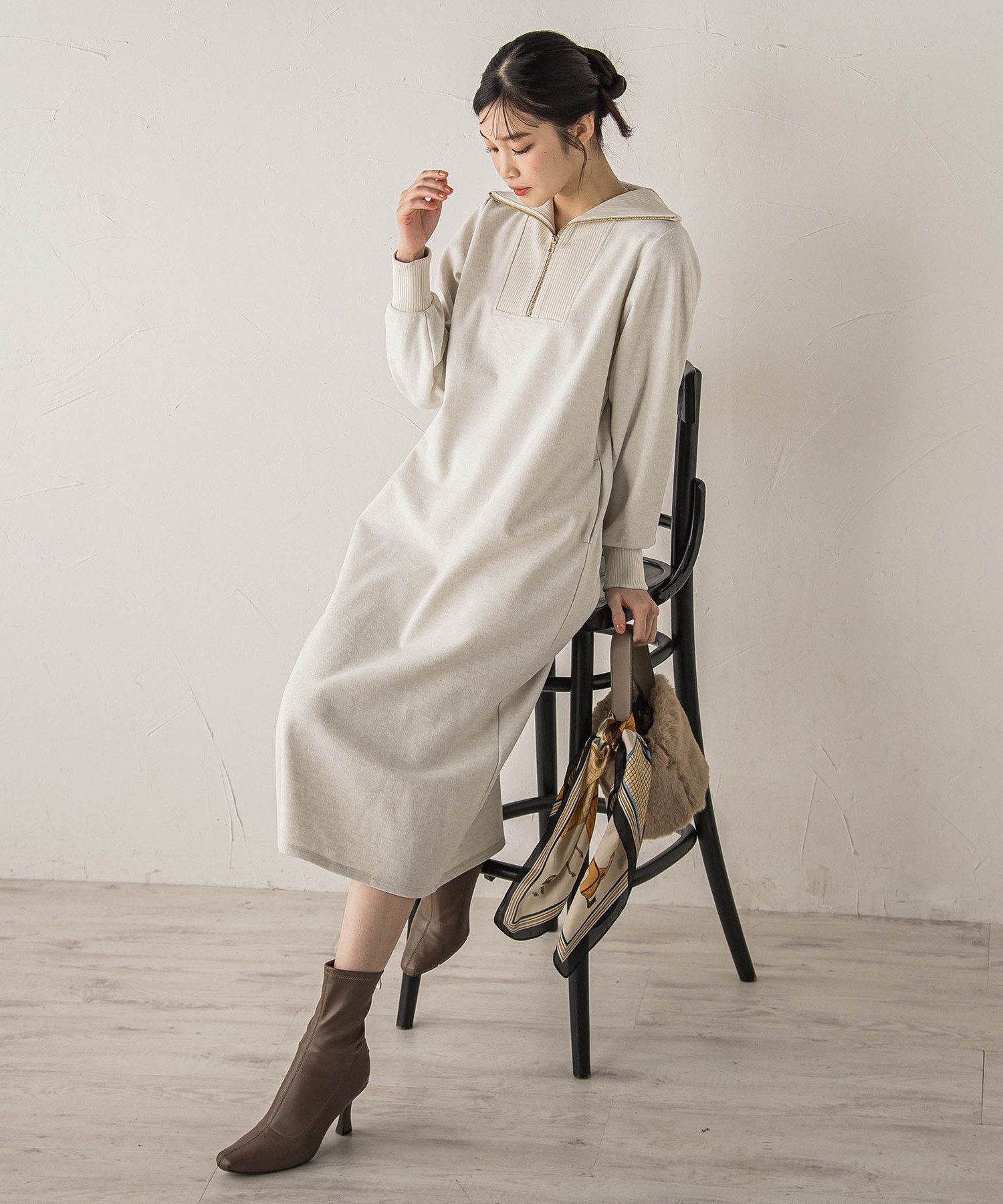 【ドロワット ロートレアモン/Droite Lautreamont】の【WEB限定】圧縮起毛ステンニットワンピース≪手洗い可能≫ インテリア・キッズ・メンズ・レディースファッション・服の通販 founy(ファニー) 　ファッション　Fashion　レディースファッション　Fashion for Women　ワンピース　Dresses　ニットワンピース　Knit Dresses　トレンド　Trend, Trending Now　フェミニン　Feminine, Girly　冬　Winter / This Winter　A/W・秋冬　Autumn/Winter　エレガント 上品　Elegant　2025年　2025　2025-2026秋冬・A/W　Autumn/Winter 2025–26 AW25–26　オフホワイト|ID: prp329100004770943 ipo3291000000035172106