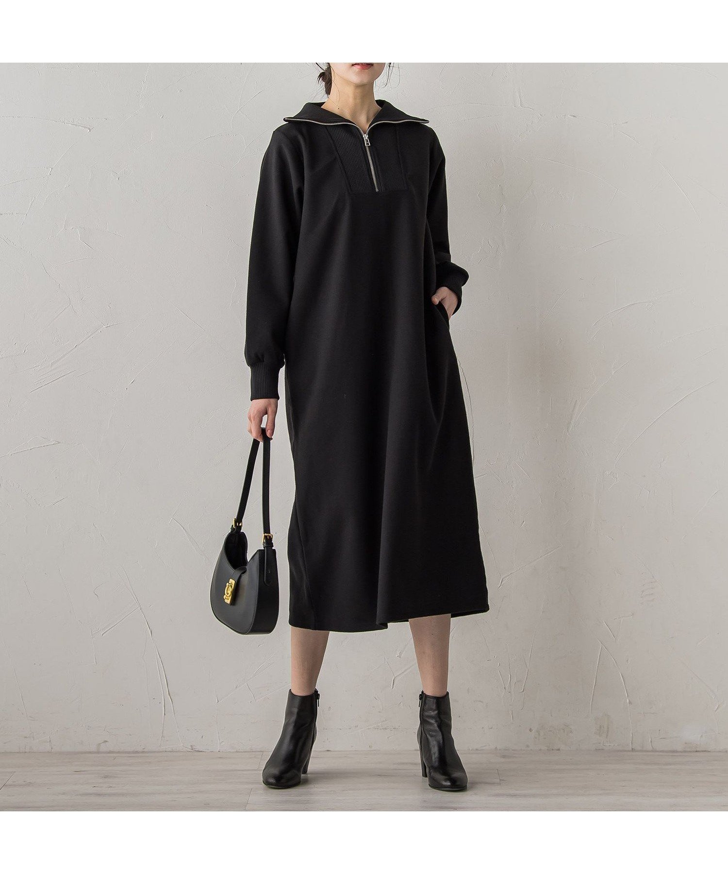 【ドロワット ロートレアモン/Droite Lautreamont】の【WEB限定】圧縮起毛ステンニットワンピース≪手洗い可能≫ インテリア・キッズ・メンズ・レディースファッション・服の通販 founy(ファニー) 　ファッション　Fashion　レディースファッション　Fashion for Women　ワンピース　Dresses　ニットワンピース　Knit Dresses　トレンド　Trend, Trending Now　フェミニン　Feminine, Girly　冬　Winter / This Winter　A/W・秋冬　Autumn/Winter　エレガント 上品　Elegant　2025年　2025　2025-2026秋冬・A/W　Autumn/Winter 2025–26 AW25–26　ブラック|ID: prp329100004770943 ipo3291000000035172108