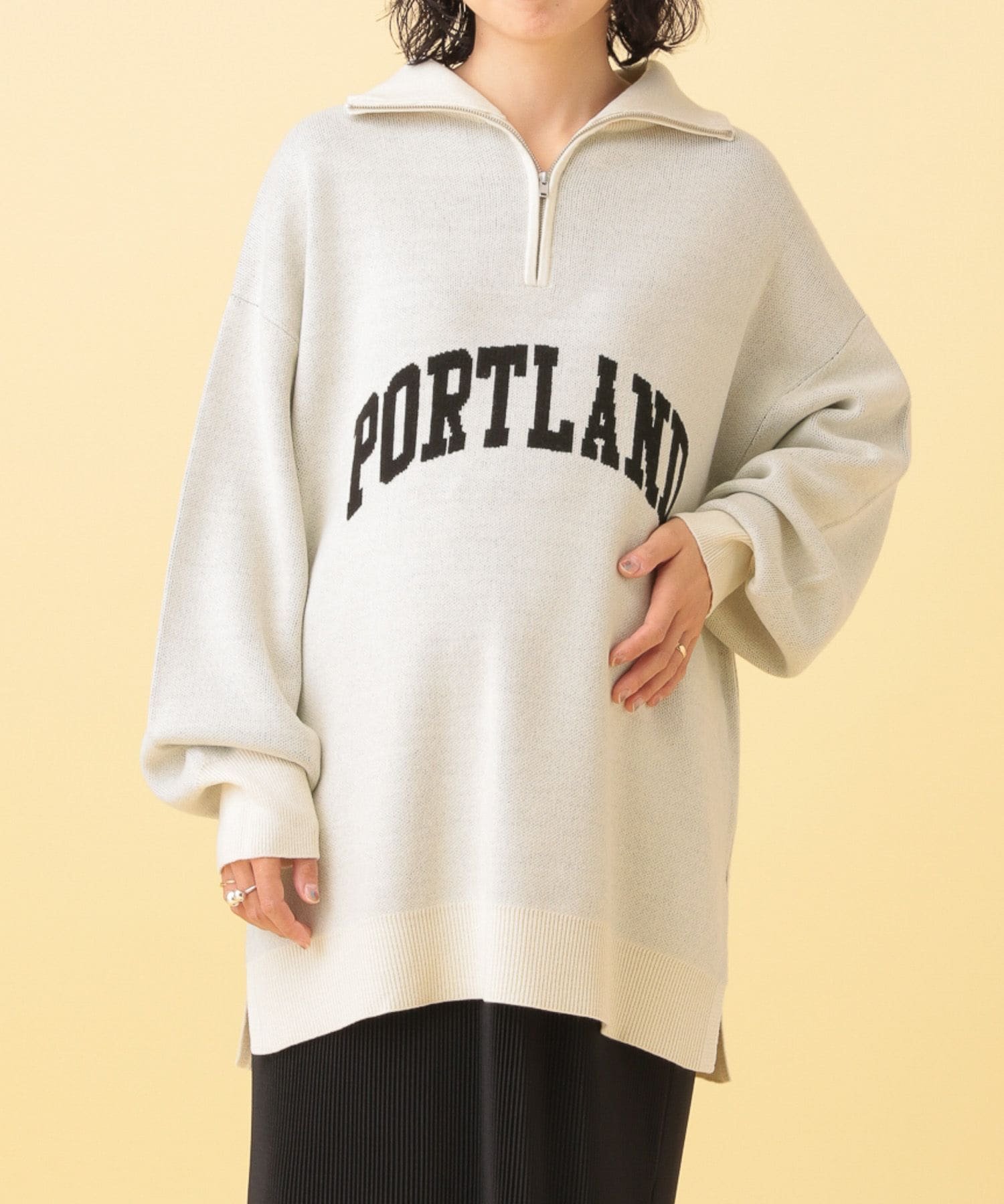 【レプシィム ローリーズファーム/LEPSIM LOWRYS FARM】の【産前・産後対応】マタニティ/ハーフZIPロゴニットチュニック 人気、トレンドファッション・服の通販 founy(ファニー) 　ファッション　Fashion　キッズファッション　Fashion for Kids　おすすめ　Recommended / Our Picks　スリット　Slit, Slit Detail　チュニック　Tunic, Long Top　ハーフ　Half, Half-Length　プリーツ　Pleats, Pleated　人気　Popular, Best Seller　 other-1|ID: prp329100004771037 ipo3291000000035224068