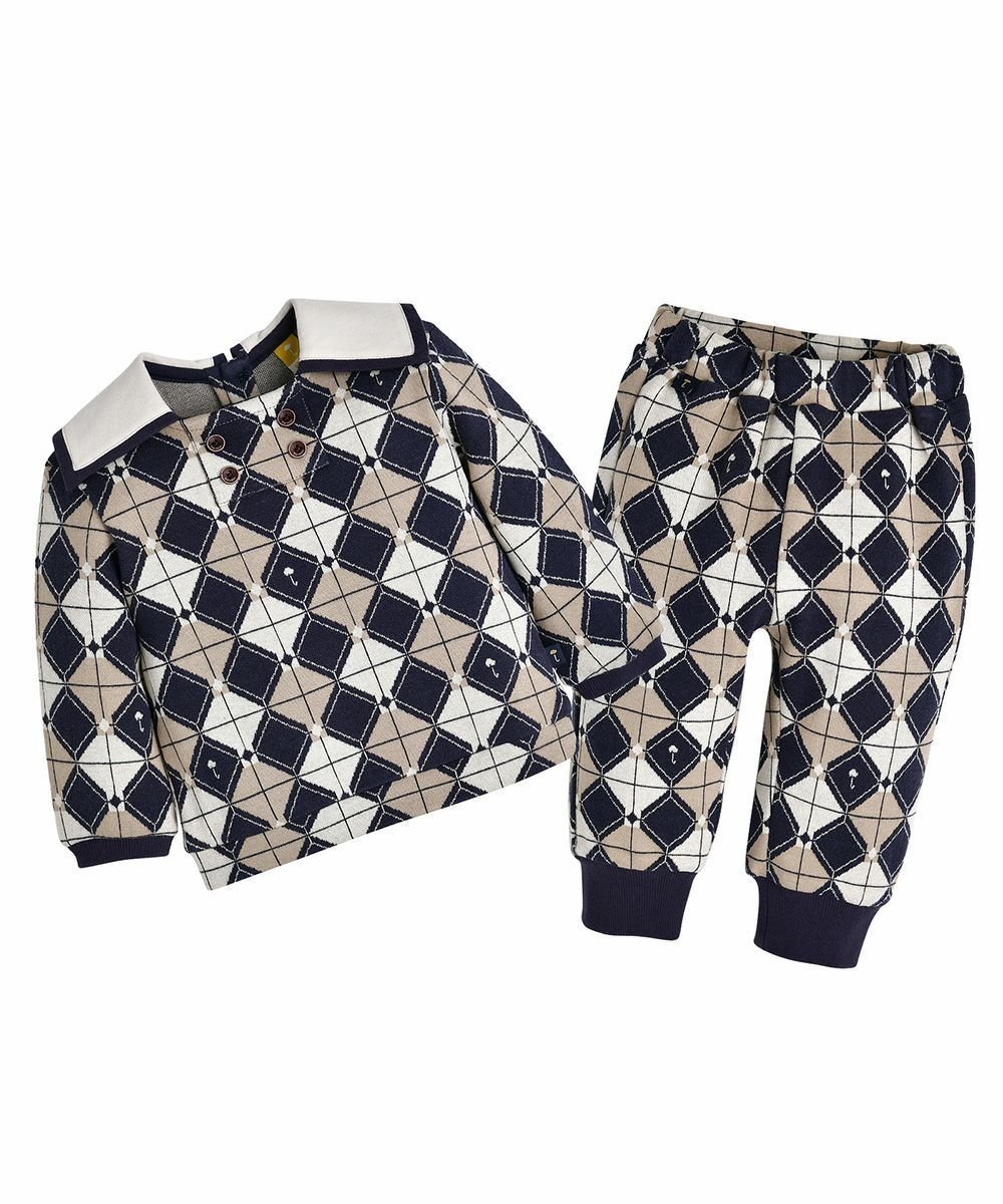 【モイモルン/moimoln / KIDS】の【セットアップ】アーガイル柄ジャガードトップス パンツ 人気、トレンドファッション・服の通販 founy(ファニー) ファッション Fashion キッズファッション Fashion for Kids トップス・カットソー Cut & Sew Tops ボトムス Bottoms セットアップ Matching Sets キッズトップス Tops シンプル Simple, Minimal ジャカード/ジャガード Jacquard, Woven Pattern セットアップ Set-Up, Coordinated Outfit 人気 Popular, Best Seller other-1|ID: prp329100004771067 ipo3291000000034564484