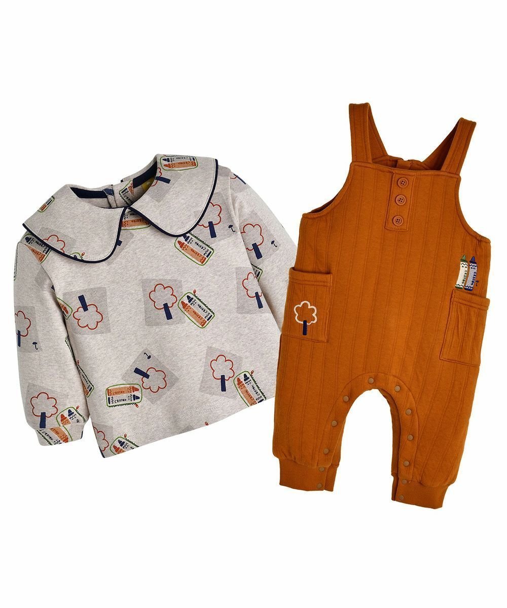 【モイモルン/moimoln / KIDS】の【2点セット】クレヨントップス オーバーオール インテリア・キッズ・メンズ・レディースファッション・服の通販 founy(ファニー) ファッション Fashion キッズファッション Fashion for Kids トップス・カットソー Cut & Sew Tops シンプル Simple, Minimal ポケット Pocket, Pocket Detail 人気 Popular, Best Seller キャメル|ID: prp329100004771123 ipo3291000000034565064
