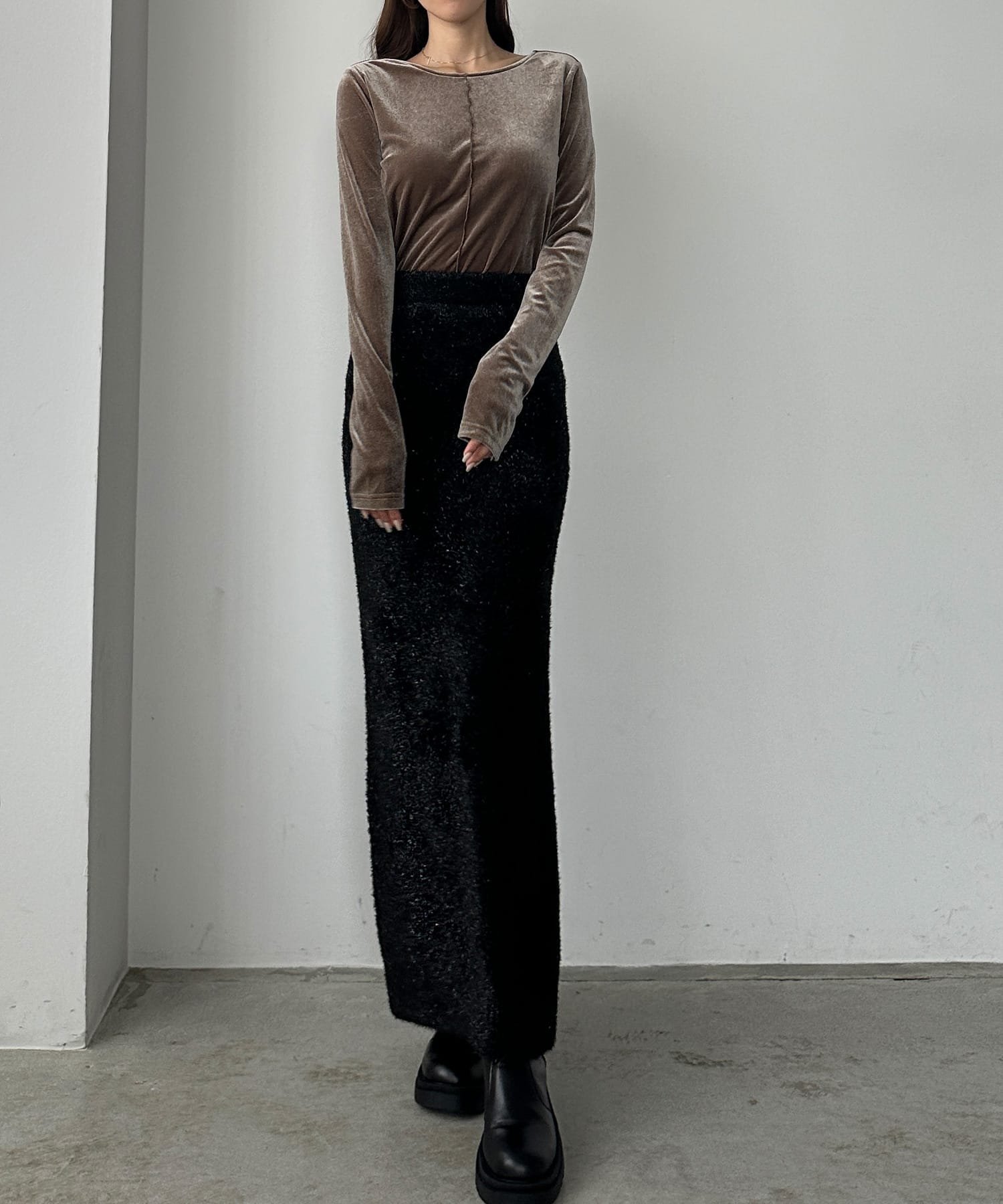 【ジュノア/JUNOAH】のLouere シャギーニットスカート インテリア・キッズ・メンズ・レディースファッション・服の通販 founy(ファニー) ファッション Fashion レディースファッション Fashion for Women スカート Skirts Aブラック|ID: prp329100004771635 ipo3291000000034568791