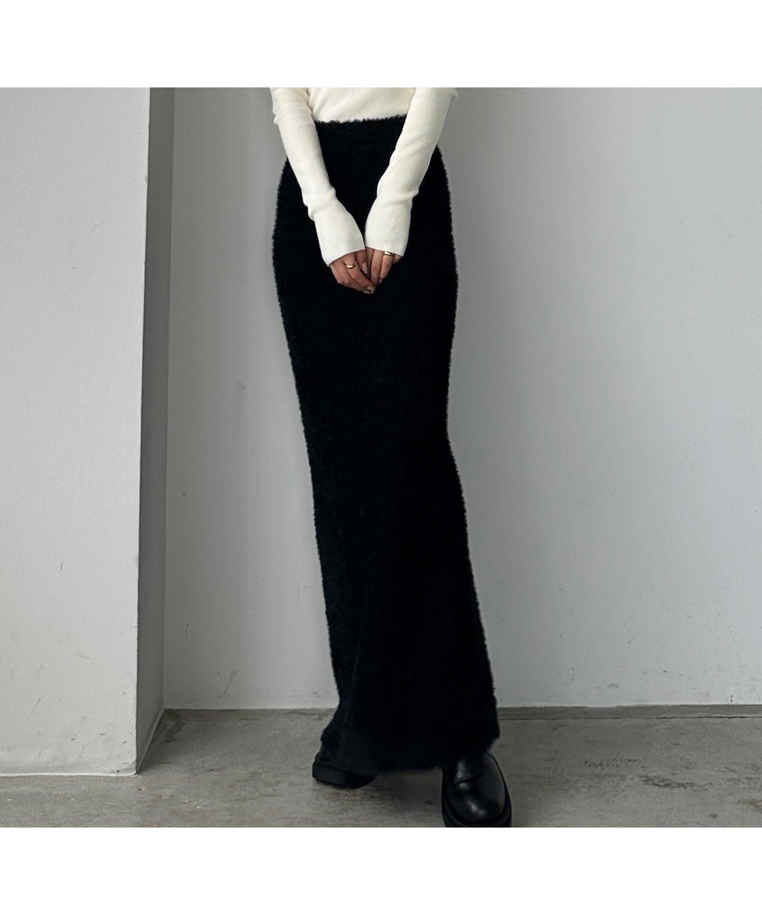 【ジュノア/JUNOAH】のLouere シャギーニットスカート インテリア・キッズ・メンズ・レディースファッション・服の通販 founy(ファニー) ファッション Fashion レディースファッション Fashion for Women スカート Skirts Bブラック|ID: prp329100004771635 ipo3291000000034568793