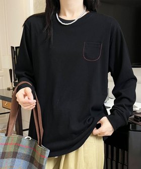 【アイモハ/aimoha】のaimoha -select-/ポケット付きシンプルロングスリーブTシャツ 人気、トレンドファッション・服の通販 founy(ファニー) ファッション Fashion レディースファッション Fashion for Women トップス・カットソー Cut & Sew Tops シャツ・ブラウス・オフィスカジュアル Elegant Blouses & Button-Ups ロングTシャツ・Tシャツ Longline T-Shirts & Tees カーディガン Cardigan, Knitwear シューズ Shoes, Footwear シンプル Simple, Minimal ジャケット Jacket, Outerwear スニーカー Sneakers, Trainers スリーブ Sleeve, Long Sleeve / Short Sleeve デニム Denim, Jeans Material フラット Flat, Flat Shoes ポケット Pocket, Pocket Detail リラックス Relax, Relaxed Fit ロング Long, Long-Length |ID:prp329100004771657