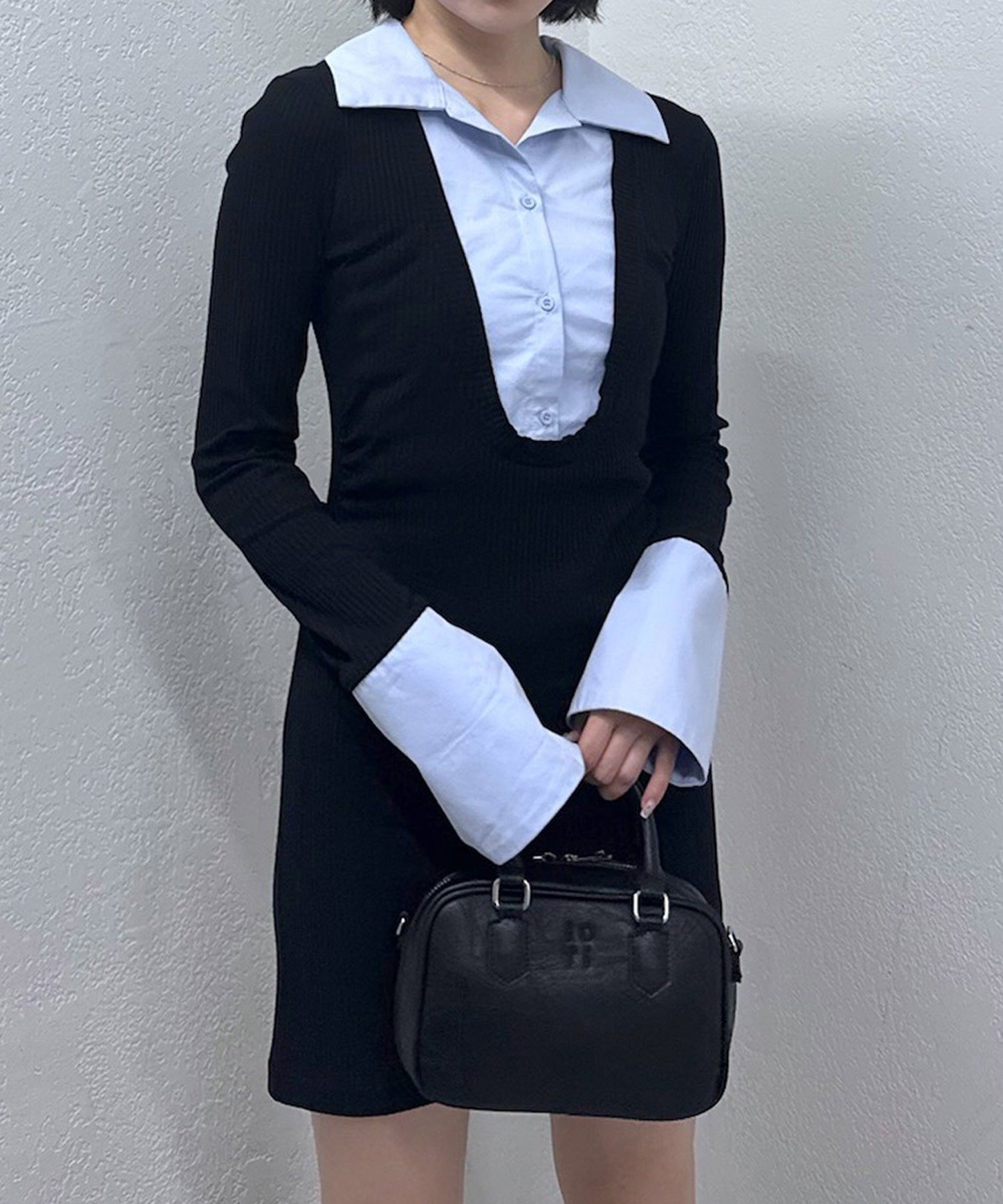 【パルグループ/PAL GROUP】の【mystic】 mline シャツレイヤード ミニワンピ インテリア・キッズ・メンズ・レディースファッション・服の通販 founy(ファニー) ファッション Fashion レディースファッション Fashion for Women ワンピース Dresses アクセサリー Fashion Accessories クラッチ Clutch, Clutch Bag ジャケット Jacket, Outerwear デコルテ Décolleté, Neckline エレガント 上品 Elegant 再入荷 Restock / Back in Stock ブラック|ID: prp329100004771731 ipo3291000000034570030