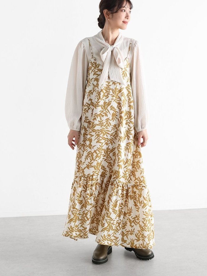 【ヴァン/Vin】のリーフパターンキャミワンピース インテリア・キッズ・メンズ・レディースファッション・服の通販 founy(ファニー) https://founy.com/ ファッション Fashion レディースファッション Fashion for Women ワンピース Dresses キャミソールワンピース Camisole Dresses インナー Innerwear キャミワンピース Cami Dress, Slip Dress リーフ Leaf, Botanical Leaf ロング Long, Long-Length |ID: prp329100004771743 ipo3291000000034570154