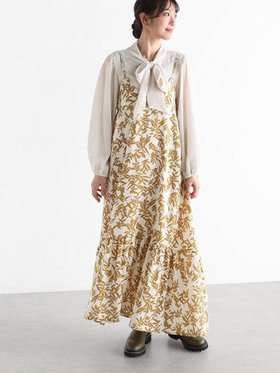 【ヴァン/Vin】のリーフパターンキャミワンピース 人気、トレンドファッション・服の通販 founy(ファニー) ファッション Fashion レディースファッション Fashion for Women ワンピース Dresses キャミソールワンピース Camisole Dresses インナー Innerwear キャミワンピース Cami Dress, Slip Dress リーフ Leaf, Botanical Leaf ロング Long, Long-Length |ID:prp329100004771743
