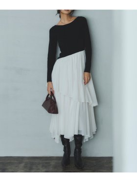 【アニュアンス/anuans】のボートネックイレギュラーヘムドッキングニットワンピース 人気、トレンドファッション・服の通販 founy(ファニー) ファッション Fashion レディースファッション Fashion for Women ワンピース Dresses ニットワンピース Knit Dresses 2025年 2025 2025-2026秋冬・A/W Autumn/Winter 2025–26 AW25–26 アクセサリー Fashion Accessories アシンメトリー Asymmetrical Style ツイスト Tweed, Tweed Fabric デコルテ Décolleté, Neckline A/W・秋冬 Autumn/Winter |ID:prp329100004771761