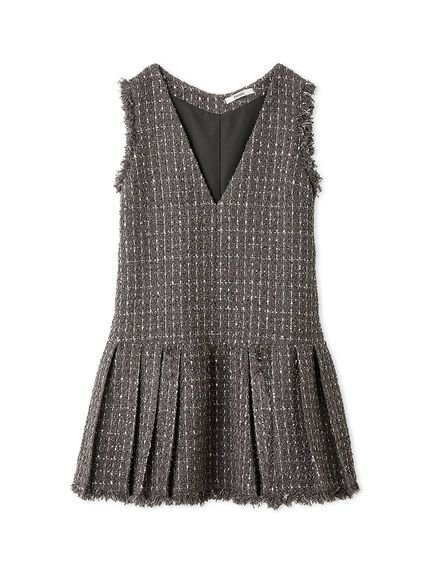 【スナイデル/SNIDEL】のVネックツイードジャンスカ インテリア・キッズ・メンズ・レディースファッション・服の通販 founy(ファニー) 　ファッション　Fashion　レディースファッション　Fashion for Women　トップス・カットソー　Cut & Sew Tops　Vネックトップス　V-Neck Tops / V-Cut Neckline Shirts　ウェーブ　Wavy Pattern　シアー　Sheer, See-Through　スパンコール　Sequins, Sequin Embellishment　スペシャル　Special, Limited Edition　スマート　Smart, Elegant　ツイード　Twill, Twill Weave　フレア　Flare, Flared　プリーツ　Pleats, Pleated　ポケット　Pocket, Pocket Detail　おすすめ　Recommended / Our Picks　エレガント 上品　Elegant　DGRY[008]|ID: prp329100004771765 ipo3291000000034570348