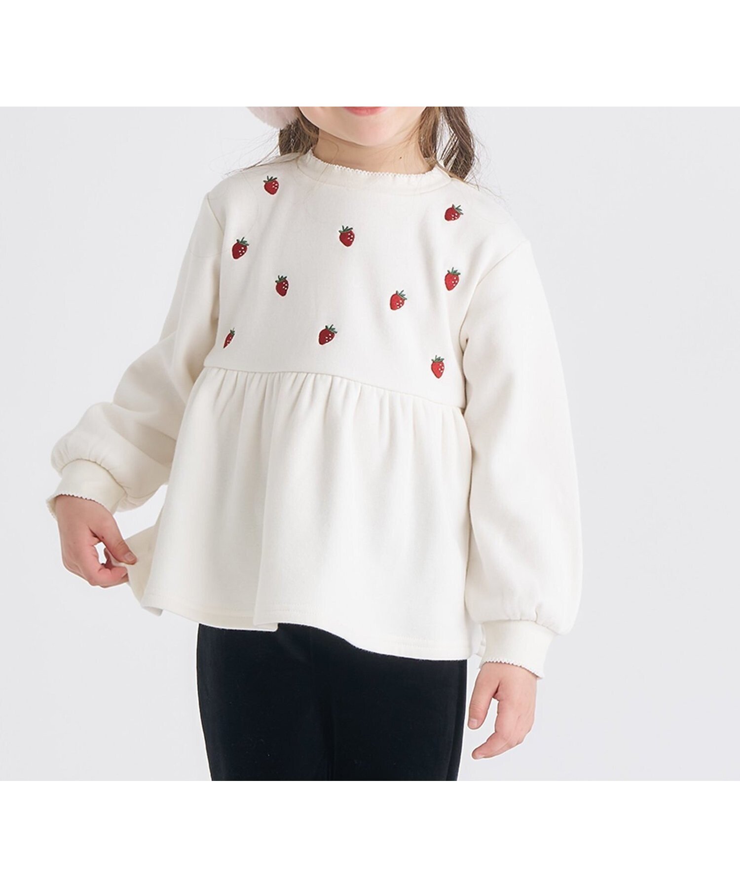 【エフオー オンラインストア/F.O.Online Store / KIDS】のWEB限定 裏シャギーペプラム刺繍トレーナー インテリア・キッズ・メンズ・レディースファッション・服の通販 founy(ファニー) ファッション Fashion キッズファッション Fashion for Kids トレーナー Sweatshirt, Trainer アイボリー|ID: prp329100004771959 ipo3291000000034716074