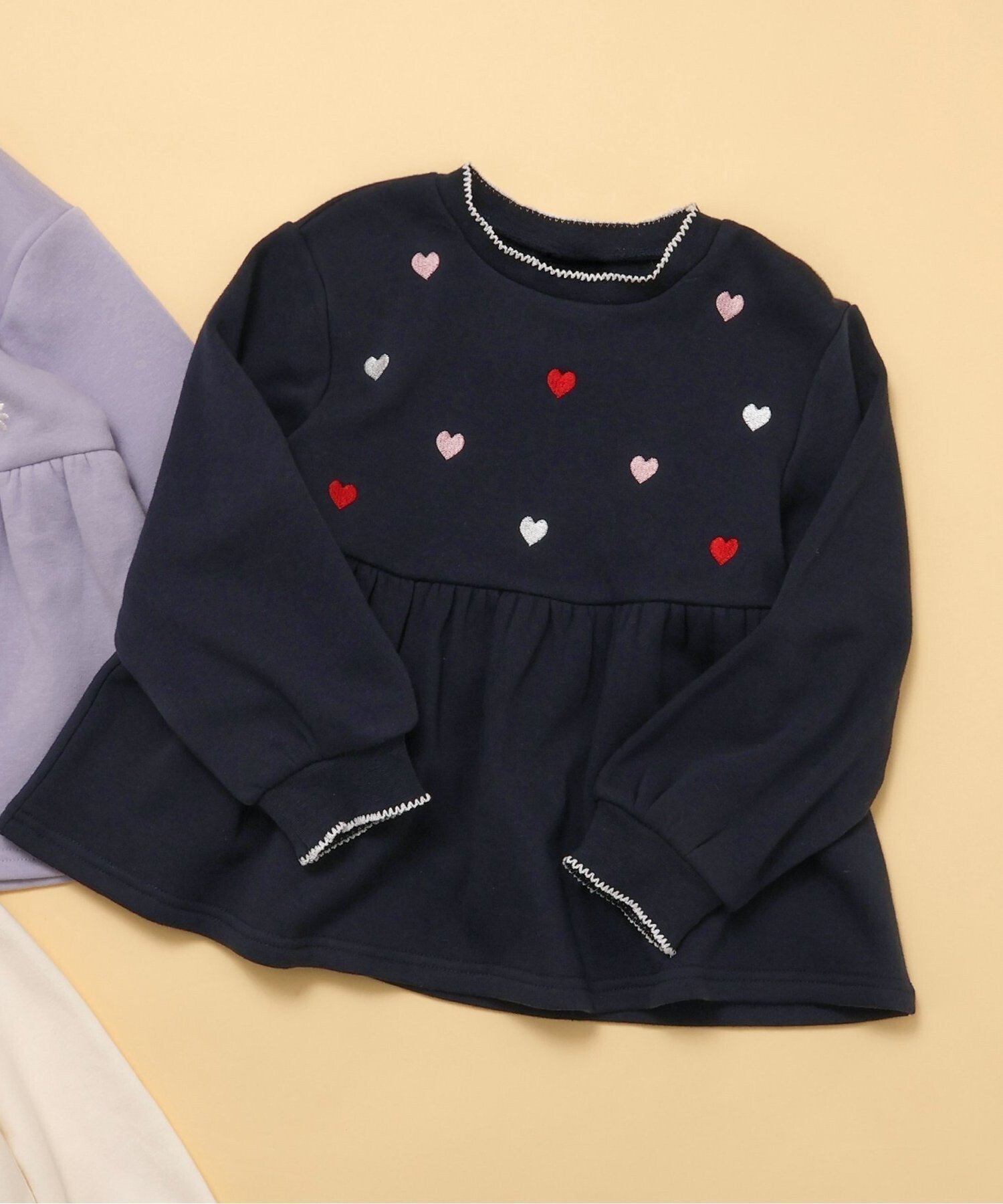 【エフオー オンラインストア/F.O.Online Store / KIDS】のWEB限定 裏シャギーペプラム刺繍トレーナー インテリア・キッズ・メンズ・レディースファッション・服の通販 founy(ファニー) ファッション Fashion キッズファッション Fashion for Kids トレーナー Sweatshirt, Trainer ネイビーブルー|ID: prp329100004771959 ipo3291000000034716076