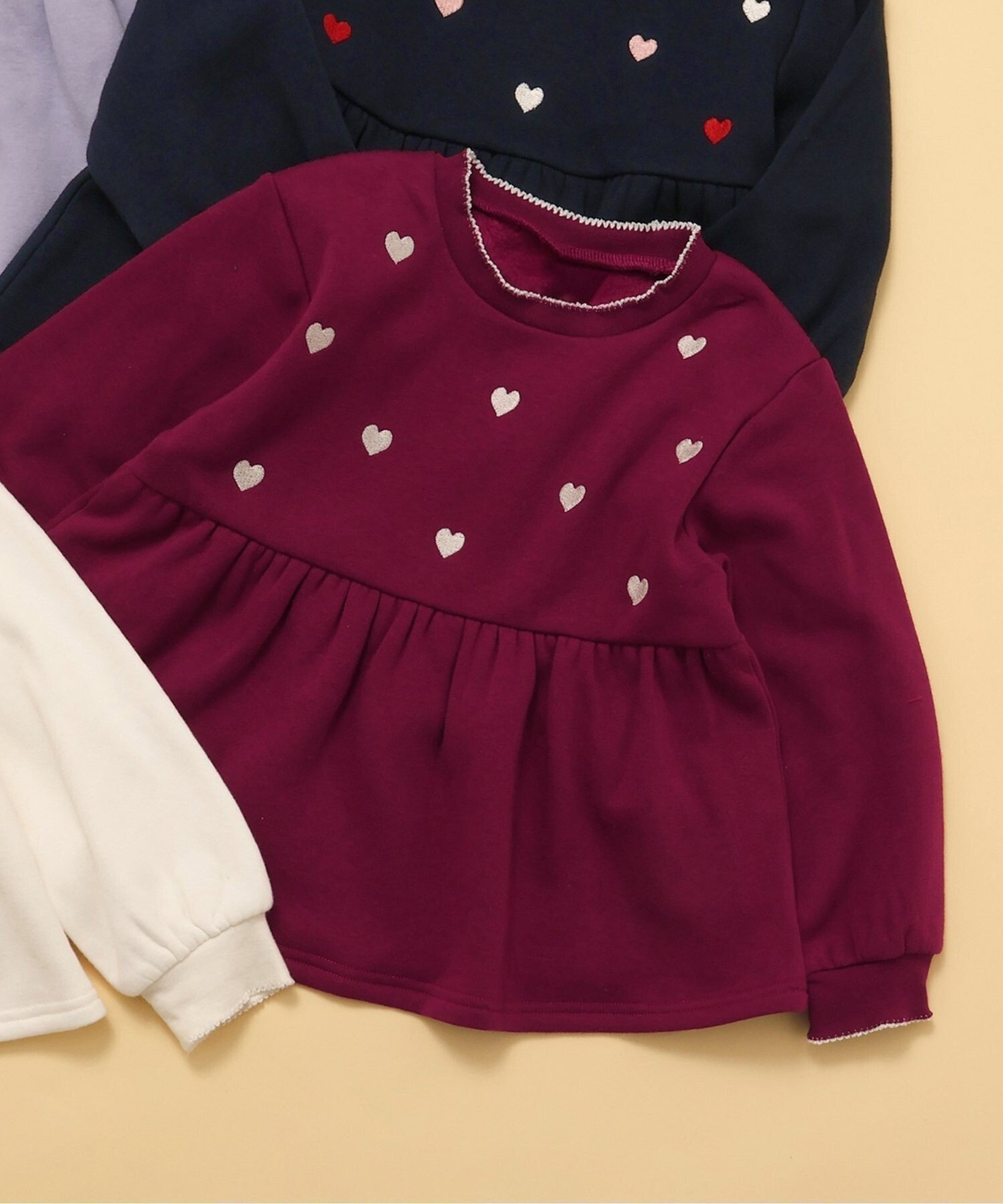 【エフオー オンラインストア/F.O.Online Store / KIDS】のWEB限定 裏シャギーペプラム刺繍トレーナー インテリア・キッズ・メンズ・レディースファッション・服の通販 founy(ファニー) ファッション Fashion キッズファッション Fashion for Kids トレーナー Sweatshirt, Trainer ローズピンク|ID: prp329100004771959 ipo3291000000034716077