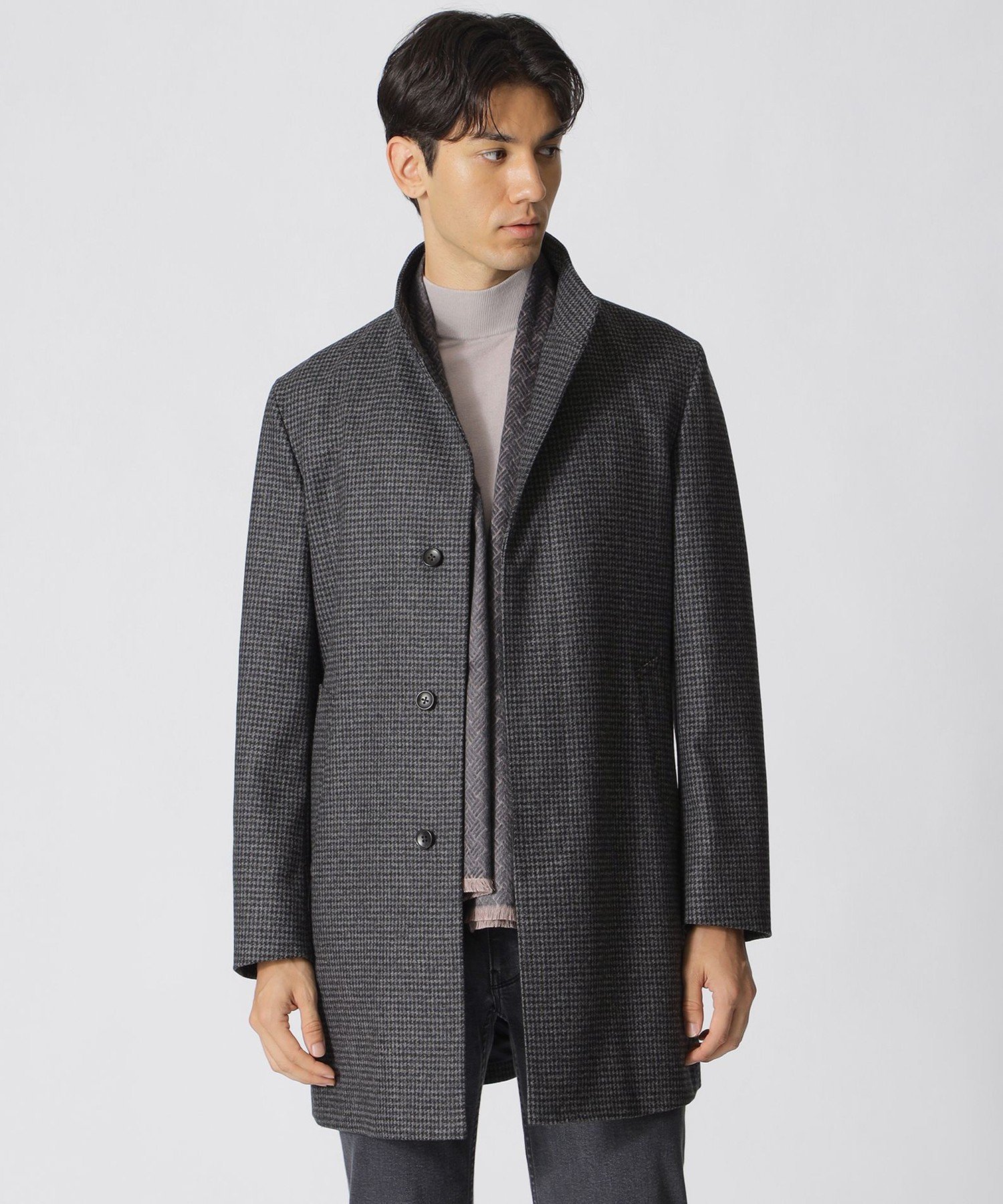 【ポール スチュアート/Paul Stuart / MEN】の【HOUSTON】カシミヤ混スタンドカラーコート インテリア・キッズ・メンズ・レディースファッション・服の通販 founy(ファニー) 　ファッション　Fashion　メンズファッション　Fashion for Men　ウォーム　Warm Fabric　エレガント 上品　Elegant　スタンド　Stand Collar, Upright Stand　スマート　Smart, Elegant　スーツ　Suit, Formalwear　セットアップ　Set-Up, Coordinated Outfit　A/W・秋冬　Autumn/Winter　2025年　2025　2025-2026秋冬・A/W　Autumn/Winter 2025–26 AW25–26　グレー系|ID: prp329100004772036 ipo3291000000034732142