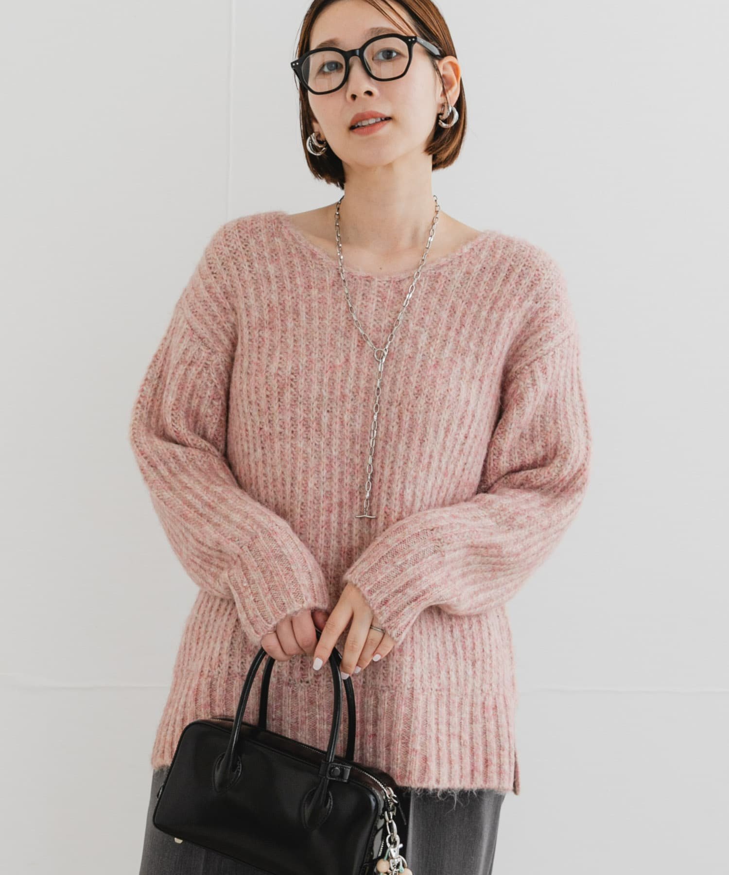 【アーバンリサーチ ロッソ/URBAN RESEARCH ROSSO】のF by ROSSO ミックス糸Vネックニット インテリア・キッズ・メンズ・レディースファッション・服の通販 founy(ファニー) 　ファッション　Fashion　レディースファッション　Fashion for Women　トップス・カットソー　Cut & Sew Tops　ニット　Knit Tops & Sweaters　Vネックトップス　V-Neck Tops / V-Cut Neckline Shirts　タートル　Turtleneck, Turtle Collar　バスケット　Basket, Basket Bag　ミックス　Mix, Mixed Style　リラックス　Relax, Relaxed Fit　冬　Winter / This Winter　A/W・秋冬　Autumn/Winter　2025年　2025　2025-2026秋冬・A/W　Autumn/Winter 2025–26 AW25–26　ピンク|ID: prp329100004772124 ipo3291000000034574304