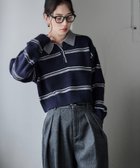 【ビーフラット/bflat】のマルチボーダーポロ襟ニット 人気、トレンドファッション・服の通販 founy(ファニー) ファッション Fashion レディースファッション Fashion for Women トップス・カットソー Cut & Sew Tops ニット Knit Tops & Sweaters シンプル Simple, Minimal スマート Smart, Elegant トレンド Trend, Trending Now ボーダー Border, Stripe ポロシャツ Polo Shirt, Collared Tee thumbnail ネイビー|ID: prp329100004772279 ipo3291000000034576398