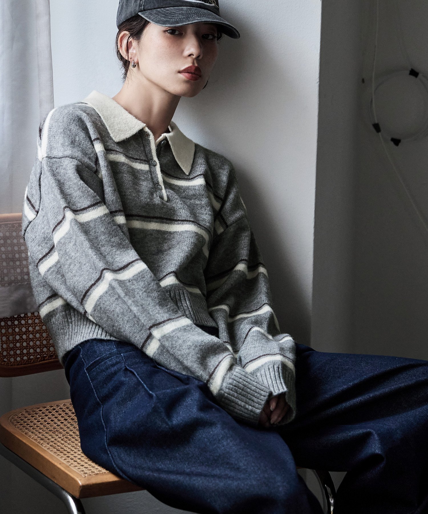 【ビーフラット/bflat】のマルチボーダーポロ襟ニット インテリア・キッズ・メンズ・レディースファッション・服の通販 founy(ファニー) ファッション Fashion レディースファッション Fashion for Women トップス・カットソー Cut & Sew Tops ニット Knit Tops & Sweaters シンプル Simple, Minimal スマート Smart, Elegant トレンド Trend, Trending Now ボーダー Border, Stripe ポロシャツ Polo Shirt, Collared Tee グレー|ID: prp329100004772279 ipo3291000000034576400