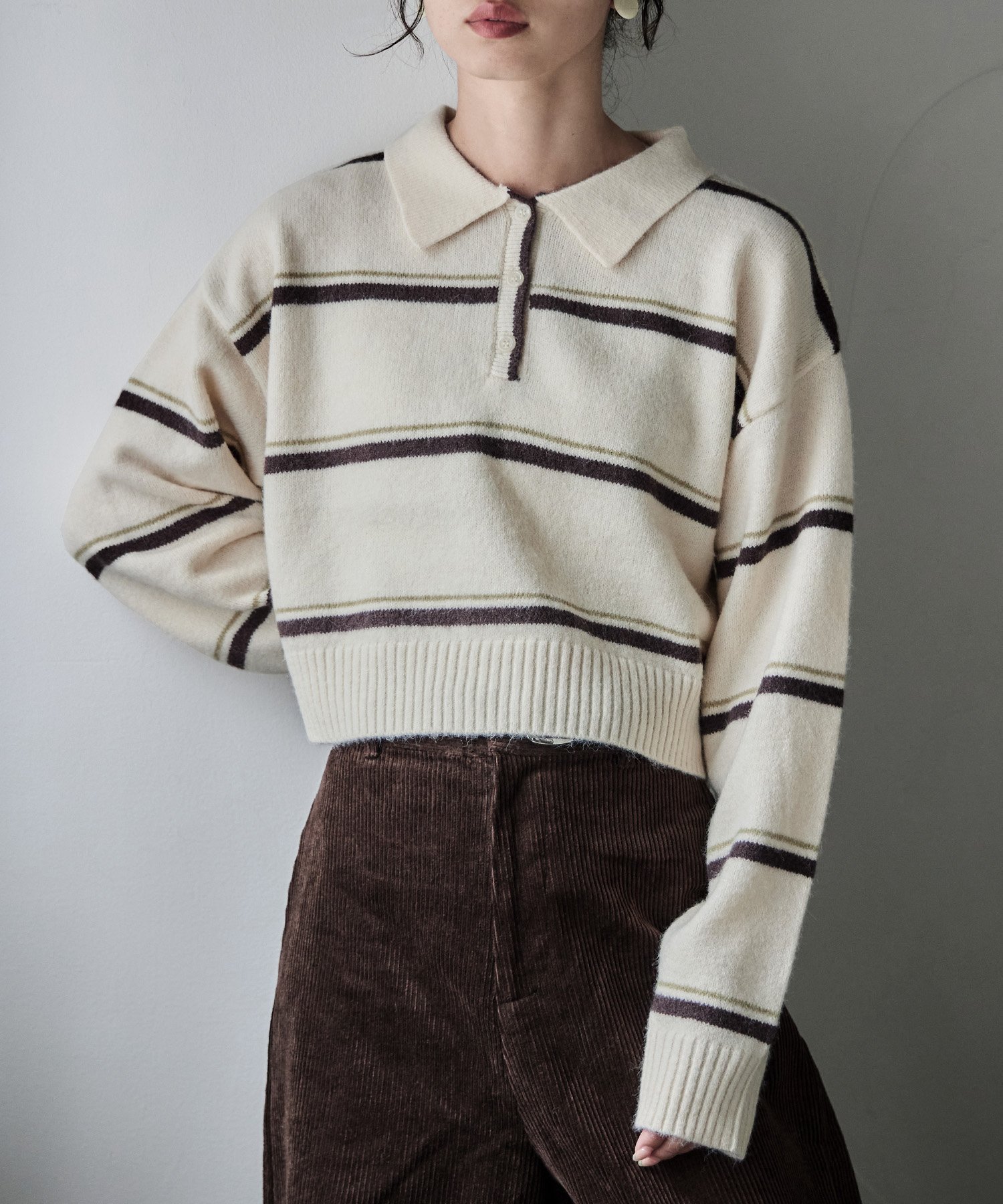 【ビーフラット/bflat】のマルチボーダーポロ襟ニット インテリア・キッズ・メンズ・レディースファッション・服の通販 founy(ファニー) ファッション Fashion レディースファッション Fashion for Women トップス・カットソー Cut & Sew Tops ニット Knit Tops & Sweaters シンプル Simple, Minimal スマート Smart, Elegant トレンド Trend, Trending Now ボーダー Border, Stripe ポロシャツ Polo Shirt, Collared Tee アイボリー|ID: prp329100004772279 ipo3291000000034576401