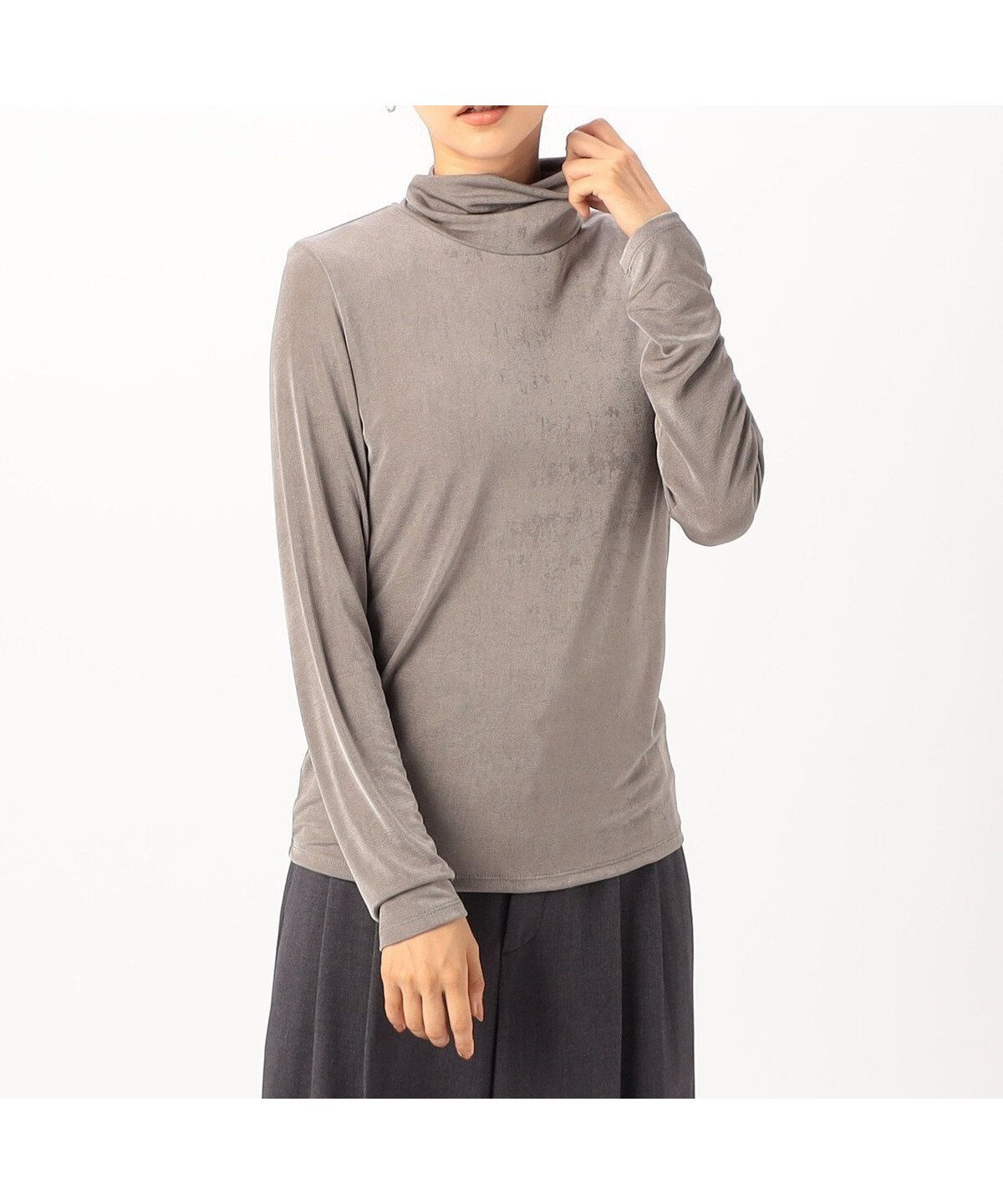 【コムサイズム/COMME CA ISM】のハイネック長袖 Tシャツ インテリア・キッズ・メンズ・レディースファッション・服の通販 founy(ファニー) ファッション Fashion レディースファッション Fashion for Women トップス・カットソー Cut & Sew Tops シャツ・ブラウス・オフィスカジュアル Elegant Blouses & Button-Ups ロングTシャツ・Tシャツ Longline T-Shirts & Tees インナー Innerwear コンパクト Compact, Small Size シャーリング Shirring, Ruched ジャケット Jacket, Outerwear ハイネック High Neck, Mock Neck 長袖 Long Sleeve, Full Sleeve グレー|ID: prp329100004772280 ipo3291000000034576426