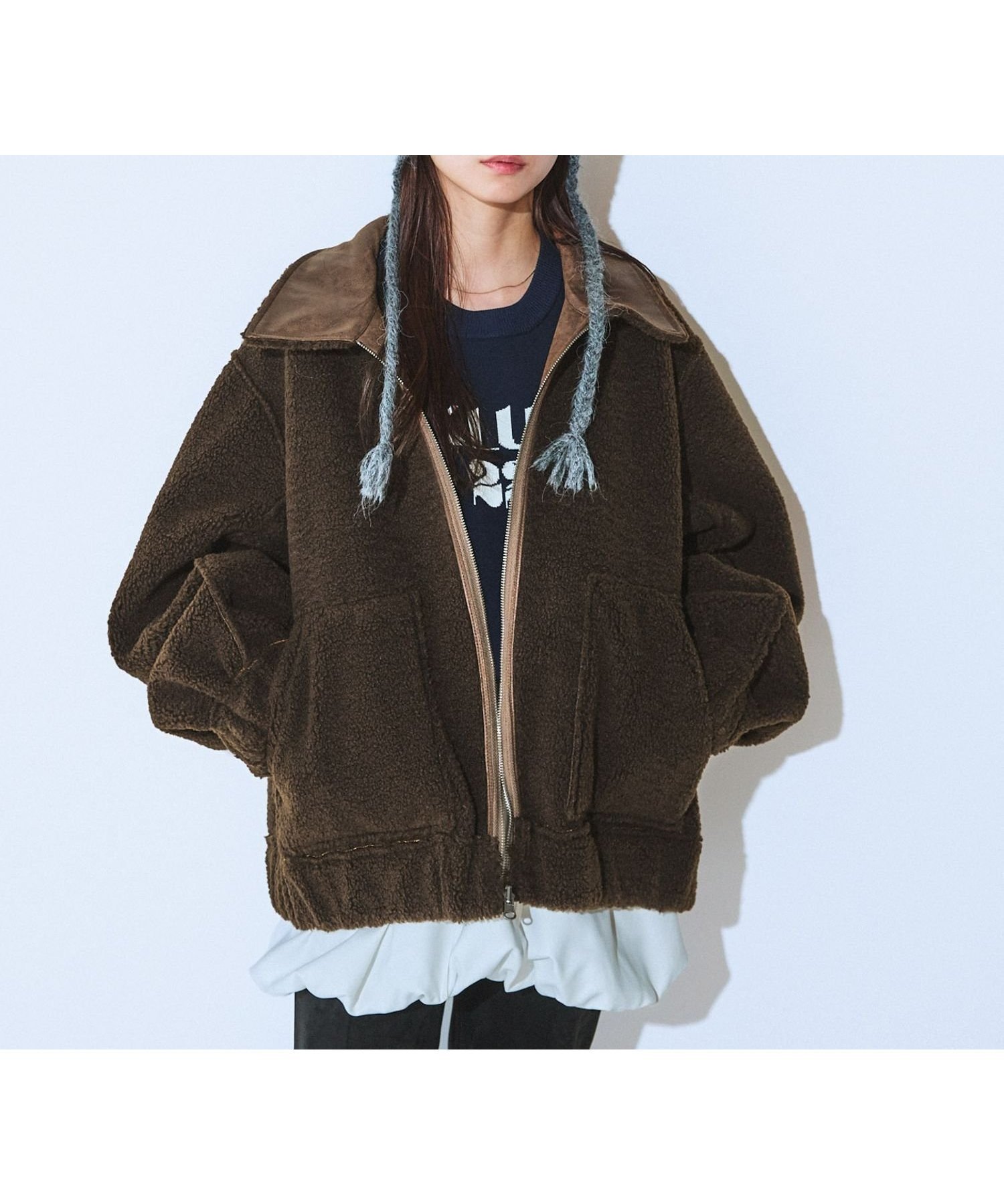 【ジーナシス/JEANASiS】のリバーシブルモンスターブルゾン インテリア・キッズ・メンズ・レディースファッション・服の通販 founy(ファニー) 　ファッション　Fashion　レディースファッション　Fashion for Women　アウター　Coat / Outerwear Collection　ブルゾンジャケット・スポーティアウター　Blouson Jackets　カットソー　Cut and Sewn Top　デニム　Denim, Jeans Material　フェミニン　Feminine, Girly　ベーシック　Basic, Essential　おすすめ　Recommended / Our Picks　ブラウン|ID: prp329100004772294 ipo3291000000034576604