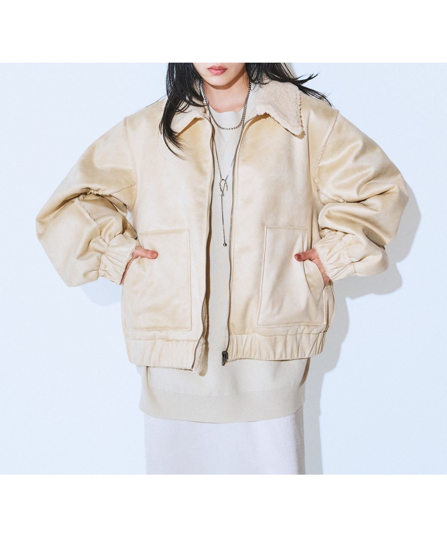 【ジーナシス/JEANASiS】のリバーシブルモンスターブルゾン インテリア・キッズ・メンズ・レディースファッション・服の通販 founy(ファニー) 　ファッション　Fashion　レディースファッション　Fashion for Women　アウター　Coat / Outerwear Collection　ブルゾンジャケット・スポーティアウター　Blouson Jackets　カットソー　Cut and Sewn Top　デニム　Denim, Jeans Material　フェミニン　Feminine, Girly　ベーシック　Basic, Essential　おすすめ　Recommended / Our Picks　アイボリー|ID: prp329100004772294 ipo3291000000034576605