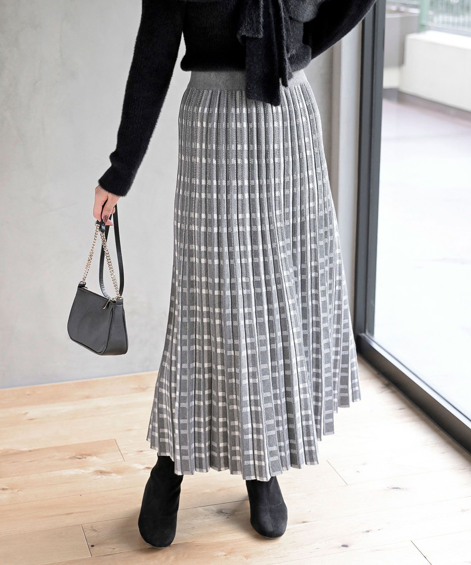 【アールピーエス/rps】のニットプリーツスカート インテリア・キッズ・メンズ・レディースファッション・服の通販 founy(ファニー) ファッション Fashion レディースファッション Fashion for Women スカート Skirts プリーツスカート / 上品フェミニンスタイル Pleated Skirts スマート Smart, Elegant チェック Check, Plaid, Tartan フォルム Silhouette, Form プリーツ Pleats, Pleated 再入荷 Restock / Back in Stock 無地 Plain, Solid Color グレー|ID: prp329100004772360 ipo3291000000034577527