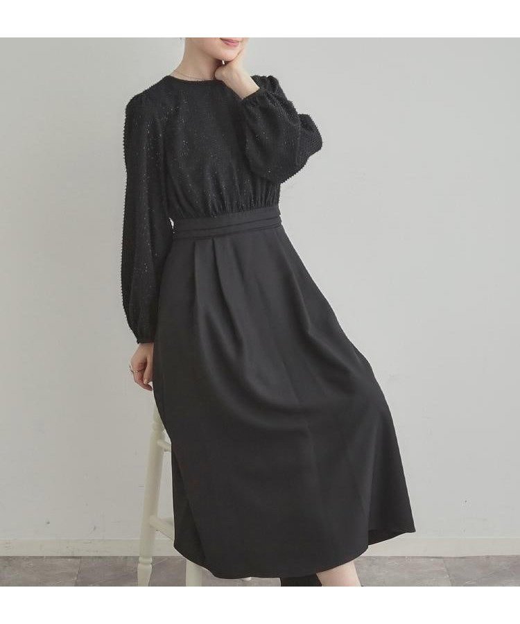 【クチュール ブローチ/Couture Brooch】の【通勤・ラメジャカード】ドッキングワンピース インテリア・キッズ・メンズ・レディースファッション・服の通販 founy(ファニー) ファッション Fashion レディースファッション Fashion for Women ワンピース Dresses 2025年 2025 2025-2026秋冬・A/W Autumn/Winter 2025–26 AW25–26 おすすめ Recommended / Our Picks ジャカード/ジャガード Jacquard, Woven Pattern スマート Smart, Elegant ツイル Twist, Twisted Detail ドッキング Docking, Mixed Material ホリデーシーズン Holiday Season エレガント 上品 Elegant 結婚式 Wedding ビジネス 仕事 通勤 Business / Work / Commuting ブラック|ID: prp329100004772413 ipo3291000000035039836