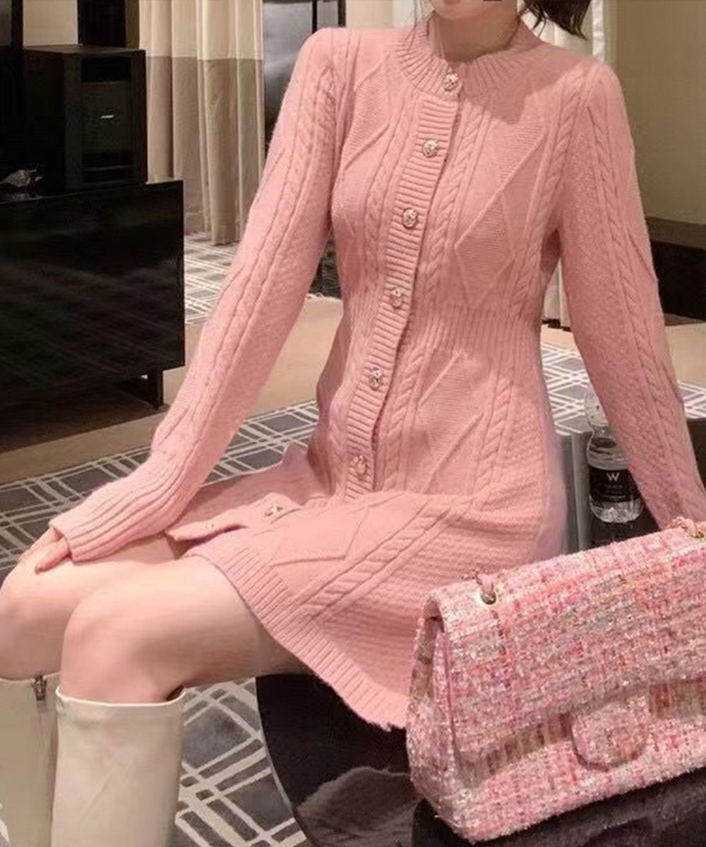 【ミニミニストア/miniministore】のケーブル編みニットワンピースミニ丈韓国風 人気、トレンドファッション・服の通販 founy(ファニー) 　ファッション　Fashion　レディースファッション　Fashion for Women　ワンピース　Dresses　ニットワンピース　Knit Dresses　アクリル　Acrylic Material　カーディガン　Cardigan, Knitwear　ジャケット　Jacket, Outerwear　セーター　Sweater, Knitwear　ドレス　Dress, One-Piece　フェミニン　Feminine, Girly　ロング　Long, Long-Length　エレガント 上品　Elegant　秋　Autumn　長袖　Long Sleeve, Full Sleeve　 other-1|ID: prp329100004772421 ipo3291000000034578421