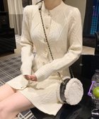 【ミニミニストア/miniministore】のケーブル編みニットワンピースミニ丈韓国風 アイボリー|ID: prp329100004772421 ipo3291000000034578424