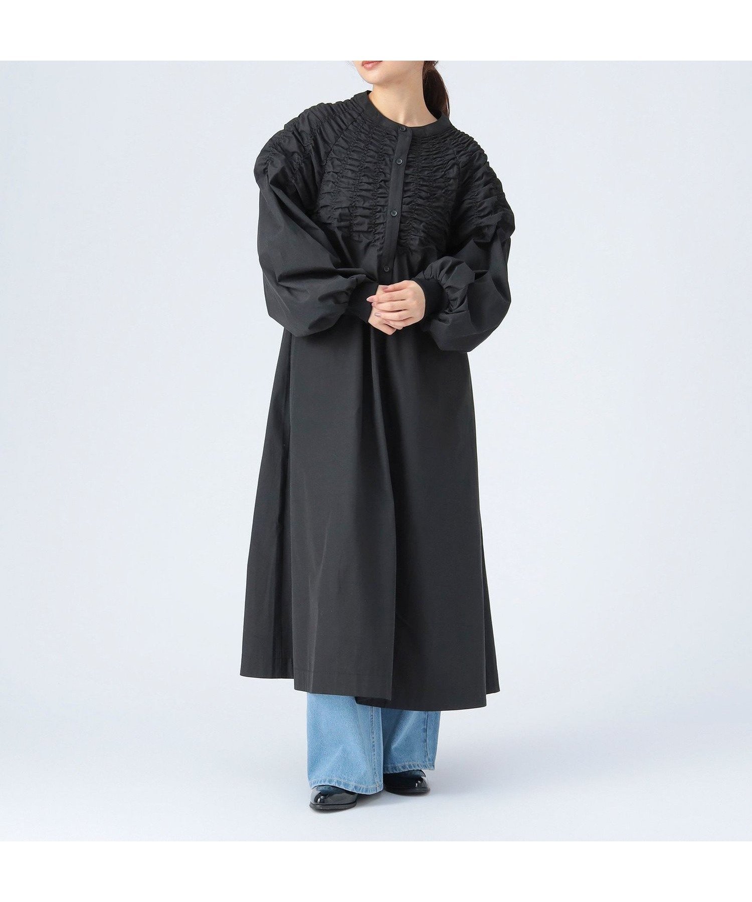 【ビームス ハート/BEAMS HEART】のシャーリング シャツ ワンピース インテリア・キッズ・メンズ・レディースファッション・服の通販 founy(ファニー) 　ファッション　Fashion　レディースファッション　Fashion for Women　ワンピース　Dresses　シャツワンピース / 1枚で着映えコーデ　Shirt Dresses　インナー　Innerwear　シャーリング　Shirring, Ruched　タートル　Turtleneck, Turtle Collar　トレンド　Trend, Trending Now　ブロード　Broadcloth, Fine Cotton　レギンス　Leggings, Stretch Pants　BLACK|ID: prp329100004772427 ipo3291000000035092077