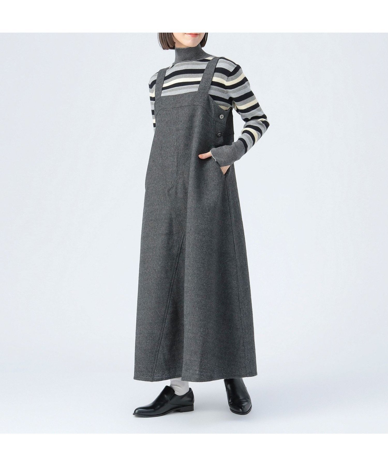 【ビームス ハート/BEAMS HEART】のフレア ツイード ジャンパースカート インテリア・キッズ・メンズ・レディースファッション・服の通販 founy(ファニー) 　ファッション　Fashion　レディースファッション　Fashion for Women　スカート　Skirts　インナー　Innerwear　シアー　Sheer, See-Through　ショート　Short, Short Length　ツイード　Twill, Twill Weave　ハイネック　High Neck, Mock Neck　フリル　Frill, Ruffle　フレア　Flare, Flared　エレガント 上品　Elegant　CHARCOAL GREY|ID: prp329100004772429 ipo3291000000035029726