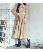 【レディアゼル/REDYAZEL】のクラシカルバイカラーラインリボンタイプリーツロングワンピース ベージュ|ID: prp329100004772441 ipo3291000000035160917