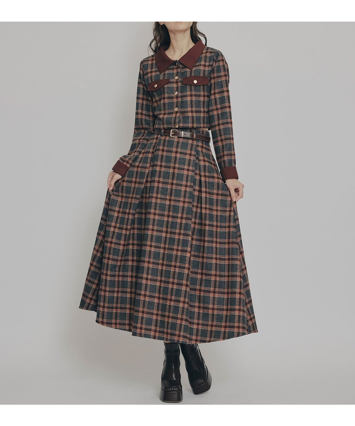 【レディアゼル/REDYAZEL】のクラシカルチェックコンパクトシャツ*ロングスカートセットアップ インテリア・キッズ・メンズ・レディースファッション・服の通販 founy(ファニー) ファッション Fashion レディースファッション Fashion for Women セットアップ Matching Sets スカート・ミニ/ミディ/マキシ Skirts / Mini, Midi & Maxi Skirts スカート Skirts ロングスカート Long Skirts / Maxi & Midi Skirts クラシカル Classical, Vintage-Inspired コンパクト Compact, Small Size セットアップ Set-Up, Coordinated Outfit チェック Check, Plaid, Tartan バランス Balance, Style Balance フラップ Flap, Flap Pocket フロント Front, Front Design ポケット Pocket, Pocket Detail ロング Long, Long-Length エレガント 上品 Elegant 冬 Winter / This Winter グレー系チェック|ID: prp329100004772442 ipo3291000000034578612