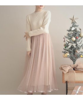 【クチュール ブローチ/Couture Brooch】の【S-LL/キラキラリブニット】チュールドッキング ワンピース 人気、トレンドファッション・服の通販 founy(ファニー) ファッション Fashion レディースファッション Fashion for Women ワンピース Dresses 2025年 2025 2025-2026秋冬・A/W Autumn/Winter 2025–26 AW25–26 キラキラ Sparkly, Glittery ストレッチ Stretch, Stretchy Fabric スマート Smart, Elegant チュール Tulip, Tulip Motif ドッキング Docking, Mixed Material プリーツ Pleats, Pleated リブニット Rib Knit, Ribbed Knit |ID:prp329100004772467