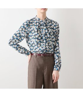 【ニューヨーカー/NEWYORKER】のビオラフラワープリント フロントフリルブラウス 人気、トレンドファッション・服の通販 founy(ファニー) ファッション Fashion レディースファッション Fashion for Women トップス・カットソー Cut & Sew Tops シャツ・ブラウス・オフィスカジュアル Elegant Blouses & Button-Ups 花柄・フラワープリント・モチーフ Floral Prints & Motifs / Flower Pattern Tops イレギュラー Irregular Design インナー Innerwear エレガント 上品 Elegant ジャケット Jacket, Outerwear スタンド Stand Collar, Upright Stand パープル Purple, Violet フリル Frill, Ruffle A/W・秋冬 Autumn/Winter おすすめ Recommended / Our Picks 年末年始 Year-end and New Year Holidays |ID:prp329100004772479