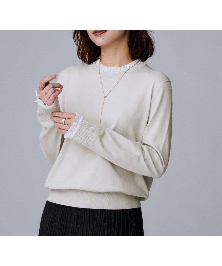 【アンタイトル/UNTITLED】の【フリル取り外し可/きれいめエレガント】フリルシャツレイヤード風ニット 人気、トレンドファッション・服の通販 founy(ファニー) ファッション Fashion レディースファッション Fashion for Women トップス・カットソー Cut & Sew Tops ニット Knit Tops & Sweaters シャツ・ブラウス・オフィスカジュアル Elegant Blouses & Button-Ups エレガント 上品 Elegant カフス Cuff Design シンプル Simple, Minimal ジャケット Jacket, Outerwear ストレッチ Stretch, Stretchy Fabric スマート Smart, Elegant フリル Frill, Ruffle フレア Flare, Flared ワイド Wide, Wide Fit 冬 Winter / This Winter おすすめ Recommended / Our Picks ビジネス 仕事 通勤 Business / Work / Commuting other-1|ID: prp329100004772496 ipo3291000000034579388