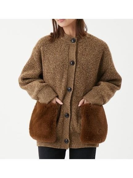 【ミラオーウェン/Mila Owen】の2WAYファーポケットMIXヤーンカーディガン インテリア・キッズ・メンズ・レディースファッション・服の通販 founy(ファニー) 　ファッション　Fashion　レディースファッション　Fashion for Women　トップス・カットソー　Cut & Sew Tops　カーディガン・羽織り　Layered Style Cardigans　エレガント 上品　Elegant　カーディガン　Cardigan, Knitwear　ストレッチ　Stretch, Stretchy Fabric　スマート　Smart, Elegant　パッチ　Patch, Appliqué　ポケット　Pocket, Pocket Detail　メランジ　Melange, Mixed Yarn　A/W・秋冬　Autumn/Winter　BEG[037]|ID: prp329100004772517 ipo3291000000034579580