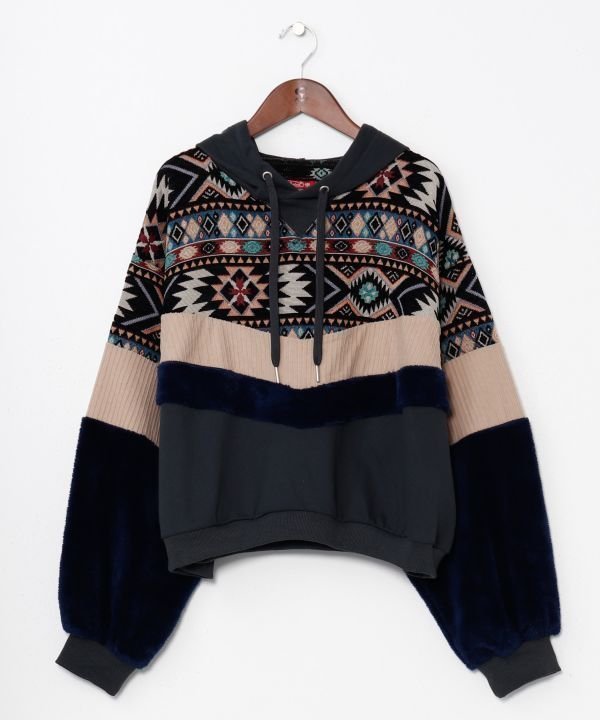 【アミナコレクション/Amina Collection】の【チャイハネ】ファーベルフーディー インテリア・キッズ・メンズ・レディースファッション・服の通販 founy(ファニー) ファッション Fashion レディースファッション Fashion for Women おすすめ Recommended / Our Picks コーデュロイ Corduroy, Cord Fabric パッチワーク Patchwork, Mixed Fabric ロング Long, Long-Length ブラック|ID: prp329100004772564 ipo3291000000034580110