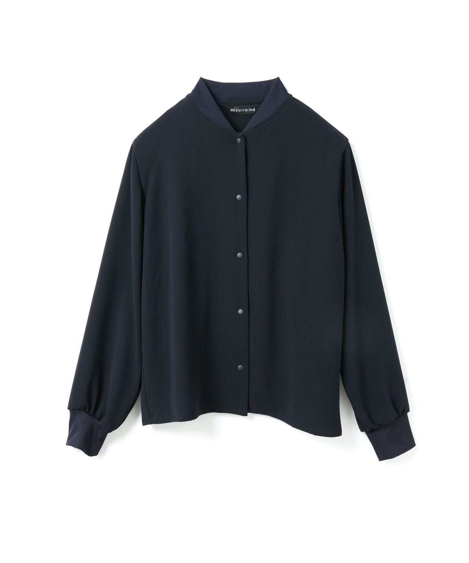 【マーコート/MARcourt】のmizuiro ind ブルゾンライクシャツ インテリア・キッズ・メンズ・レディースファッション・服の通販 founy(ファニー) 　ファッション　Fashion　レディースファッション　Fashion for Women　アウター　Coat / Outerwear Collection　ブルゾンジャケット・スポーティアウター　Blouson Jackets　トップス・カットソー　Cut & Sew Tops　シャツ・ブラウス・オフィスカジュアル　Elegant Blouses & Button-Ups　ジャケット　Jacket, Outerwear　ドレープ　Drape, Draping Fabric　フロント　Front, Front Design　ベーシック　Basic, Essential　ポケット　Pocket, Pocket Detail　エレガント 上品　Elegant　無地　Plain, Solid Color　長袖　Long Sleeve, Full Sleeve　ネイビー|ID: prp329100004772613 ipo3291000000034580702