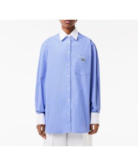 【ラコステ/LACOSTE】のストライプクレリックシャツ 人気、トレンドファッション・服の通販 founy(ファニー) ファッション Fashion レディースファッション Fashion for Women トップス・カットソー Cut & Sew Tops シャツ・ブラウス・オフィスカジュアル Elegant Blouses & Button-Ups エレガント 上品 Elegant クラシック Classic, Timeless Style ストライプ Stripe, Striped Pattern パターン Pattern, Design Print 人気 Popular, Best Seller |ID:prp329100004772642