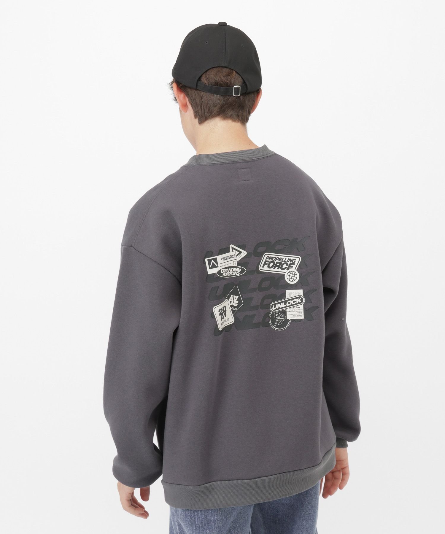 【グローバルワーク/GLOBAL WORK / KIDS】のグラフィク裏起毛スウェット/AND YUA ANY/599700 インテリア・キッズ・メンズ・レディースファッション・服の通販 founy(ファニー) 　ファッション　Fashion　キッズファッション　Fashion for Kids　おすすめ　Recommended / Our Picks　スウェット / スエット　Sweatshirt, Sweatwear　デニム　Denim, Jeans Material　リラックス　Relax, Relaxed Fit　ワイド　Wide, Wide Fit　チャコール18|ID: prp329100004772649 ipo3291000000034943993