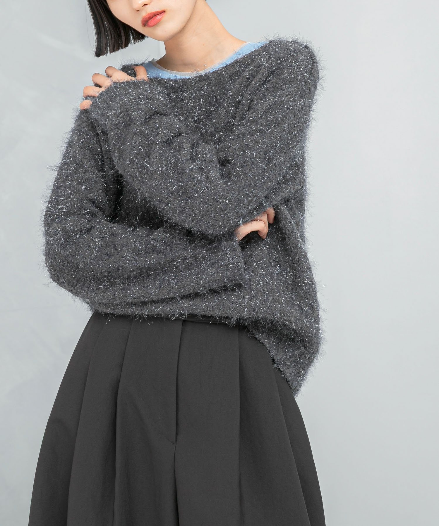 【アーバンリサーチ ロッソ/URBAN RESEARCH ROSSO】のラメシャギーニットプルオーバー インテリア・キッズ・メンズ・レディースファッション・服の通販 founy(ファニー) 　ファッション　Fashion　レディースファッション　Fashion for Women　トップス・カットソー　Cut & Sew Tops　ニット　Knit Tops & Sweaters　カジュアルプルオーバー・ニットトップス　Pullovers & Knit Tops / Casual Pullovers　2025年　2025　2025-2026秋冬・A/W　Autumn/Winter 2025–26 AW25–26　冬　Winter / This Winter　ストレート　Straight, Straight Cut　スラックス　Slacks, Dress Pants　デニム　Denim, Jeans Material　エレガント 上品　Elegant　秋　Autumn　A/W・秋冬　Autumn/Winter　チャコールグレー|ID: prp329100004772670 ipo3291000000034581312