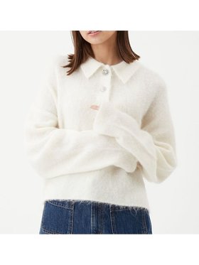 【ミラオーウェン/Mila Owen】のビジュー釦クロップドポロニットプルオーバー 人気、トレンドファッション・服の通販 founy(ファニー) ファッション Fashion レディースファッション Fashion for Women トップス・カットソー Cut & Sew Tops ニット Knit Tops & Sweaters カジュアルプルオーバー・ニットトップス Pullovers & Knit Tops / Casual Pullovers シアー Sheer, See-Through スマート Smart, Elegant ビジュー Bijou, Jewel-like Accent 冬 Winter / This Winter エレガント 上品 Elegant |ID:prp329100004772747