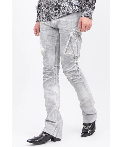 【トルネードマート/TORNADO MART / MEN】のTORNADO MARTモードフォイルカーゴデニム インテリア・キッズ・メンズ・レディースファッション・服の通販 founy(ファニー) 　ファッション　Fashion　メンズファッション　Fashion for Men　ストレッチ　Stretch, Stretchy Fabric　デニム　Denim, Jeans Material　ハンド　Hand, Handmade　ホワイト|ID: prp329100004772776 ipo3291000000034582382