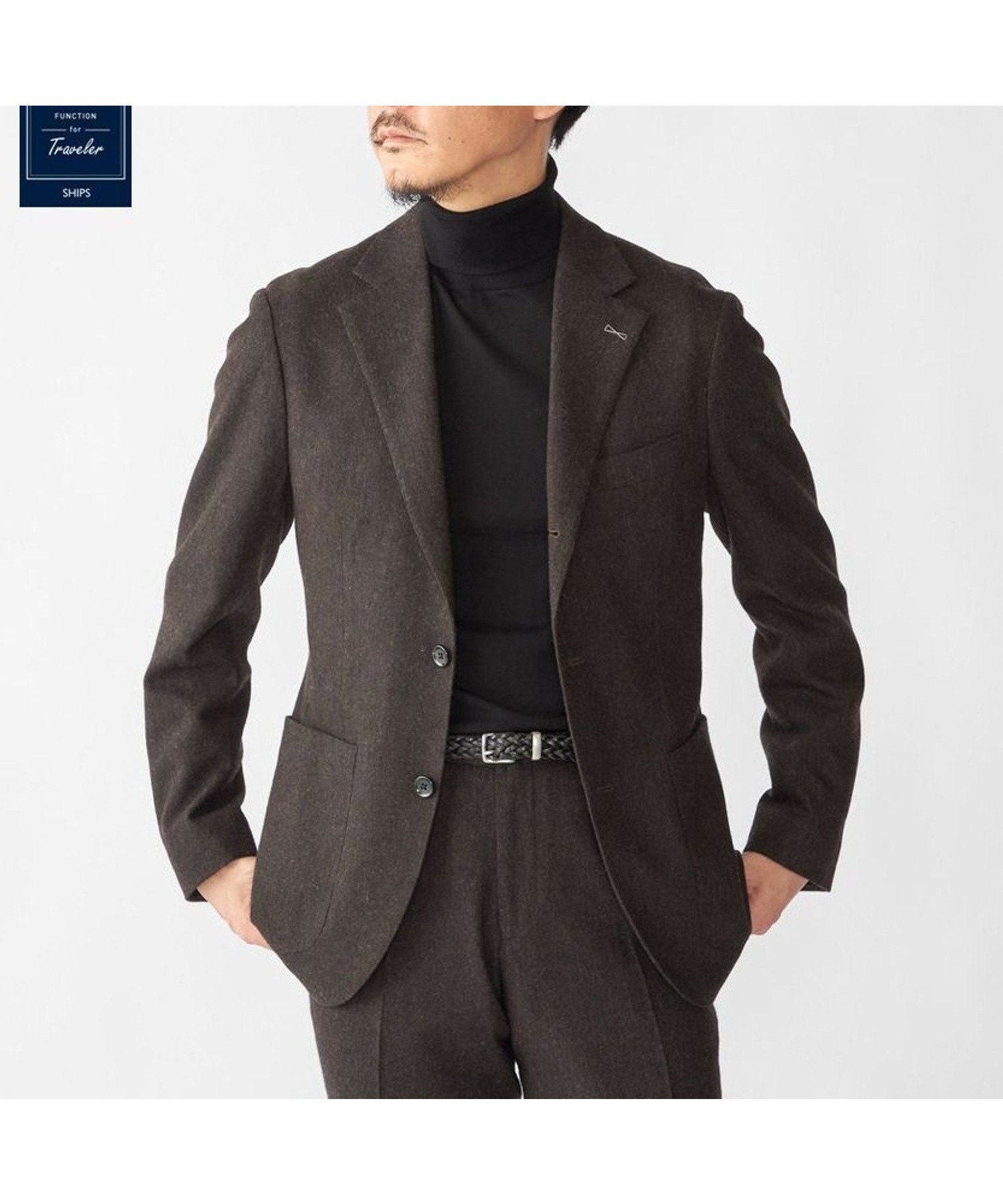 【シップス/SHIPS / MEN】のSHIPS FUNCTION セットアップ対応 ホームスパン ジャケット インテリア・キッズ・メンズ・レディースファッション・服の通販 founy(ファニー) 　ファッション　Fashion　メンズファッション　Fashion for Men　セットアップ　Matching Sets　シェイプ　Shape, Slim Fit　ジャケット　Jacket, Outerwear　ストレッチ　Stretch, Stretchy Fabric　スラックス　Slacks, Dress Pants　セットアップ　Set-Up, Coordinated Outfit　ドレス　Dress, One-Piece　パッチ　Patch, Appliqué　ポケット　Pocket, Pocket Detail　メランジ　Melange, Mixed Yarn　おすすめ　Recommended / Our Picks　ブラウン|ID: prp329100004772780 ipo3291000000034582408