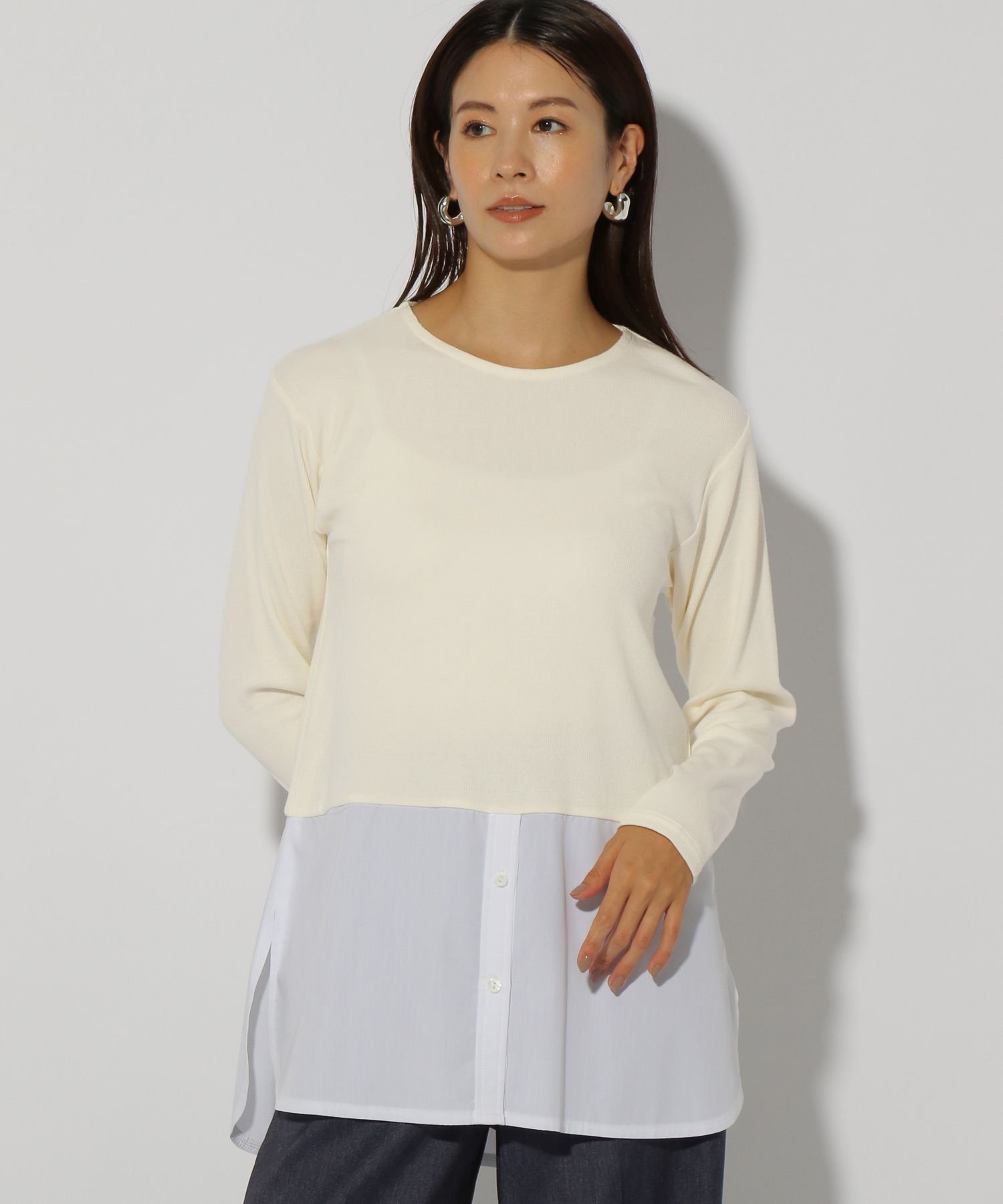 【エルーラ/Elura】のジンジャーモイストレイヤー/133686 インテリア・キッズ・メンズ・レディースファッション・服の通販 founy(ファニー) ファッション Fashion レディースファッション Fashion for Women カットソー Cut and Sewn Top コンビ Combo, Combination Style ホワイトシャツ04|ID: prp329100004772844 ipo3291000000034583384