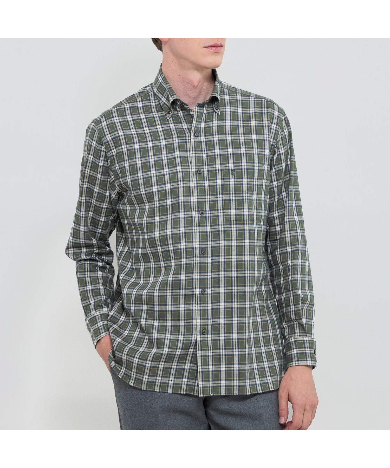 【マッキントッシュ ロンドン/MACKINTOSH LONDON / MEN】のコットンカシミヤチェックボタンダウンシャツ インテリア・キッズ・メンズ・レディースファッション・服の通販 founy(ファニー) 　ファッション　Fashion　メンズファッション　Fashion for Men　シェイプ　Shape, Slim Fit　ダウン　Down, Puffer　チェック　Check, Plaid, Tartan　ツイル　Twist, Twisted Detail　トレンド　Trend, Trending Now　定番　Standard, Basic Item　なめらか　Smooth, Silky Texture　ロンドン　London Style, British Inspired　エレガント 上品　Elegant　グリーン|ID: prp329100004773123 ipo3291000000034585657