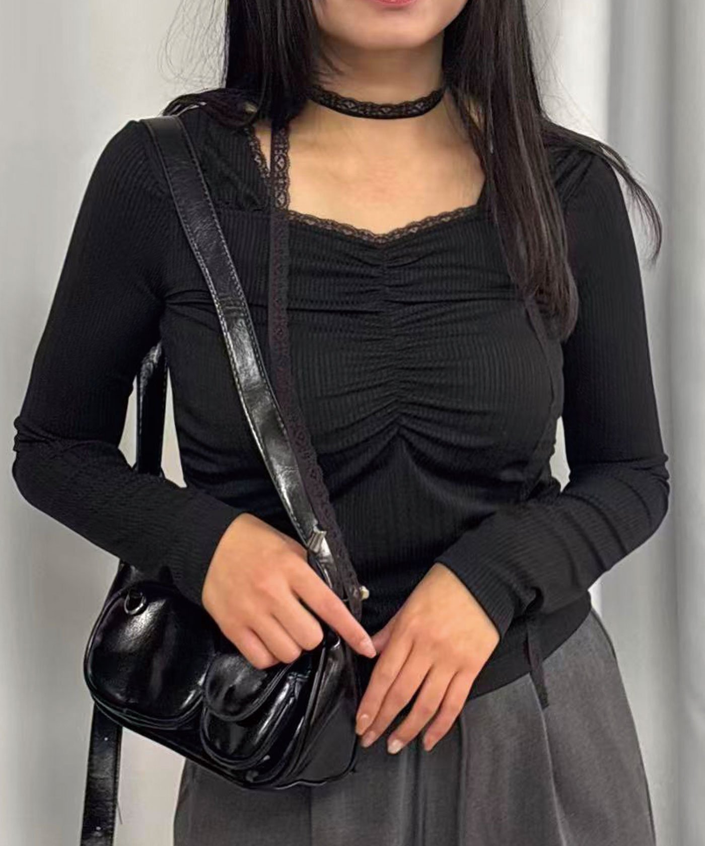 【コーナーズ/CORNERS】のリブレースタイ付トップス 人気、トレンドファッション・服の通販 founy(ファニー) 　ファッション　Fashion　レディースファッション　Fashion for Women　トップス・カットソー　Cut & Sew Tops　エレガント 上品　Elegant　シンプル　Simple, Minimal　デニム　Denim, Jeans Material　レース　Lace, Lace Fabric　 other-1|ID: prp329100004773170 ipo3291000000034586232