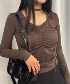 【コーナーズ/CORNERS】のリブレースタイ付トップス 人気、トレンドファッション・服の通販 founy(ファニー) ファッション Fashion レディースファッション Fashion for Women トップス・カットソー Cut & Sew Tops エレガント 上品 Elegant シンプル Simple, Minimal デニム Denim, Jeans Material レース Lace, Lace Fabric thumbnail ブラウン|ID: prp329100004773170 ipo3291000000034586235